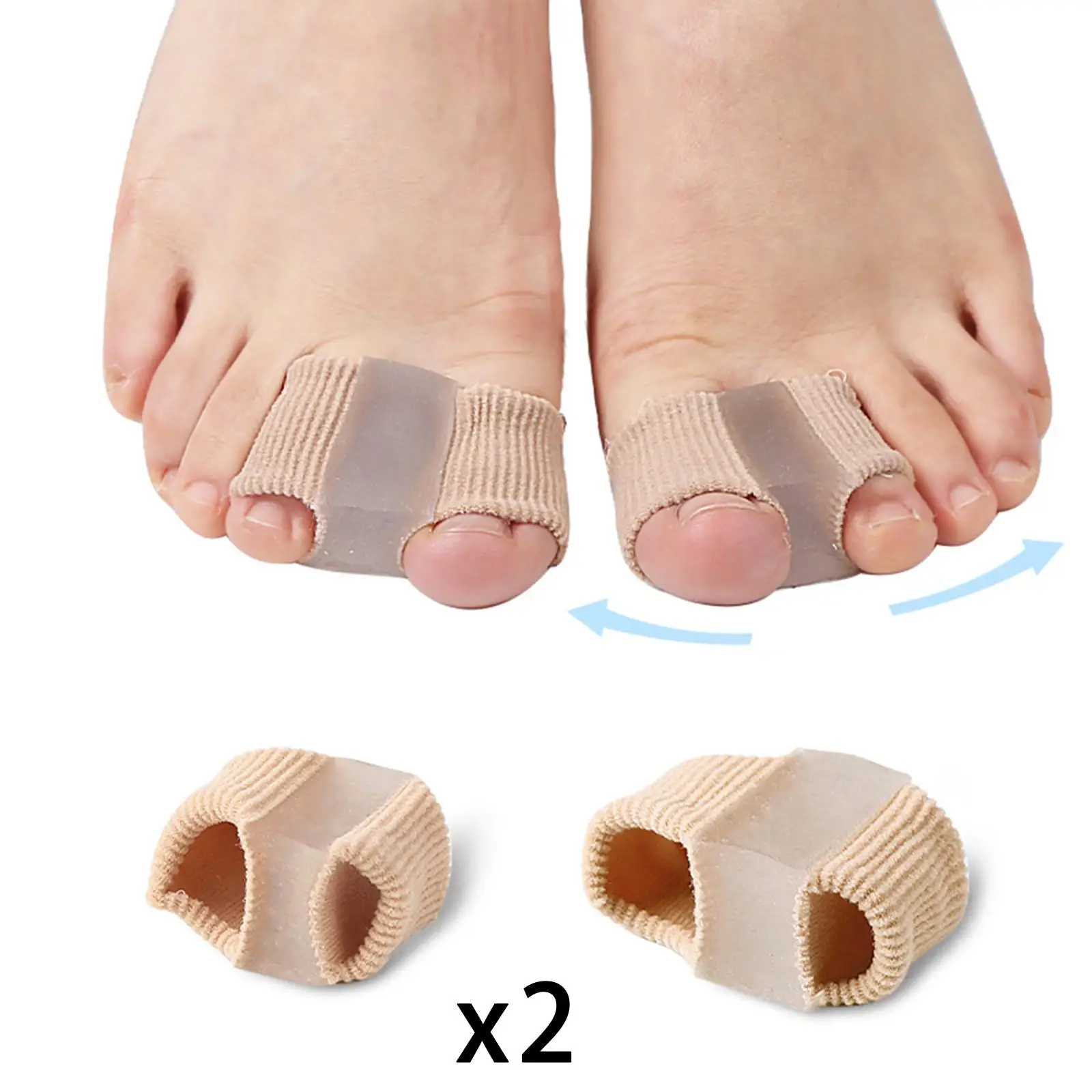 2 Pieces Toe Separators Gel with 2 Loops Comfort Day and Night Bunion Splint Toe Valgus Correction Lightweight Guard Feet Care