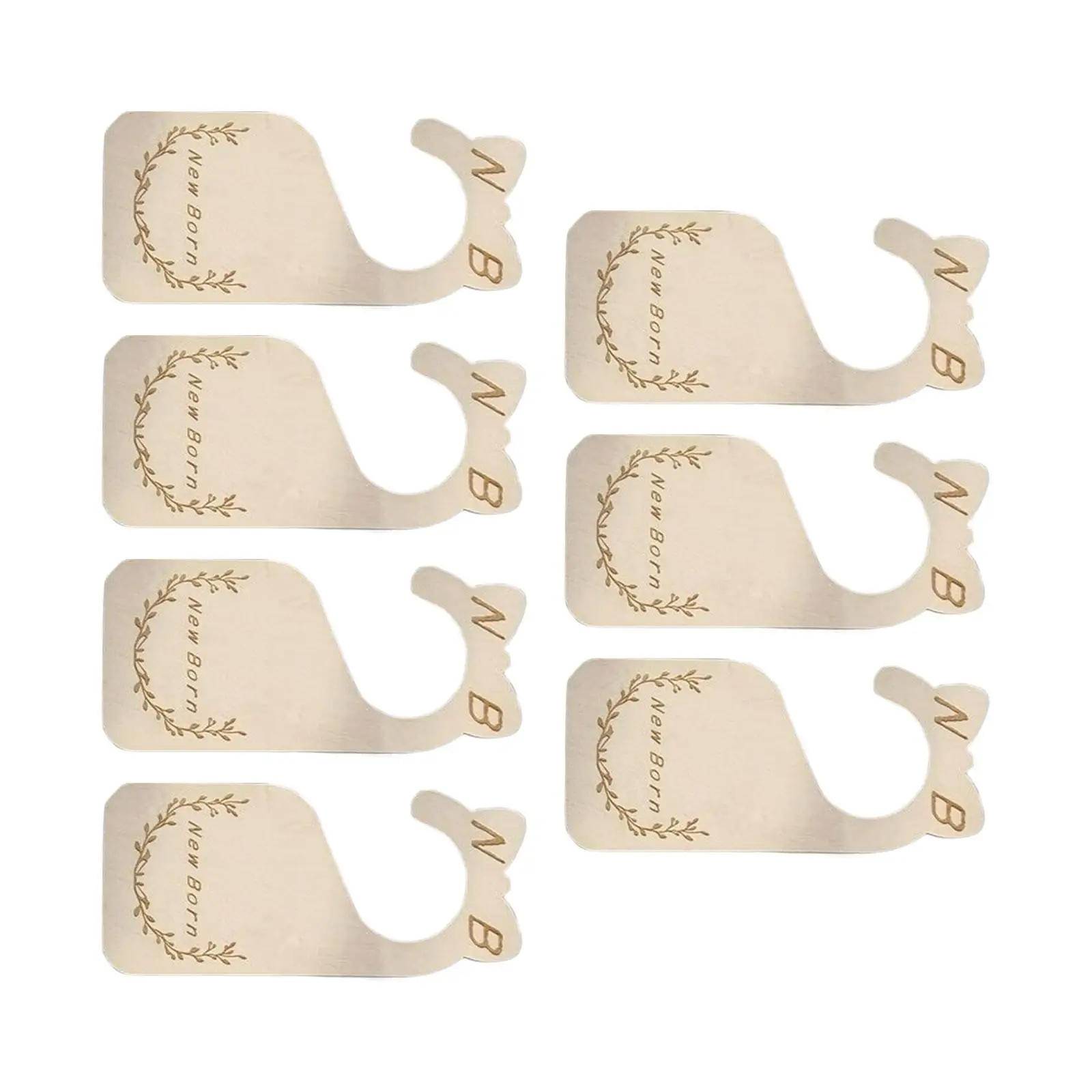 7Pcs Baby Closet Size Divider, Wooden Seperators Carving Adorable Closet Organizer Tag, for Infant to 24 Months Gift Supplies