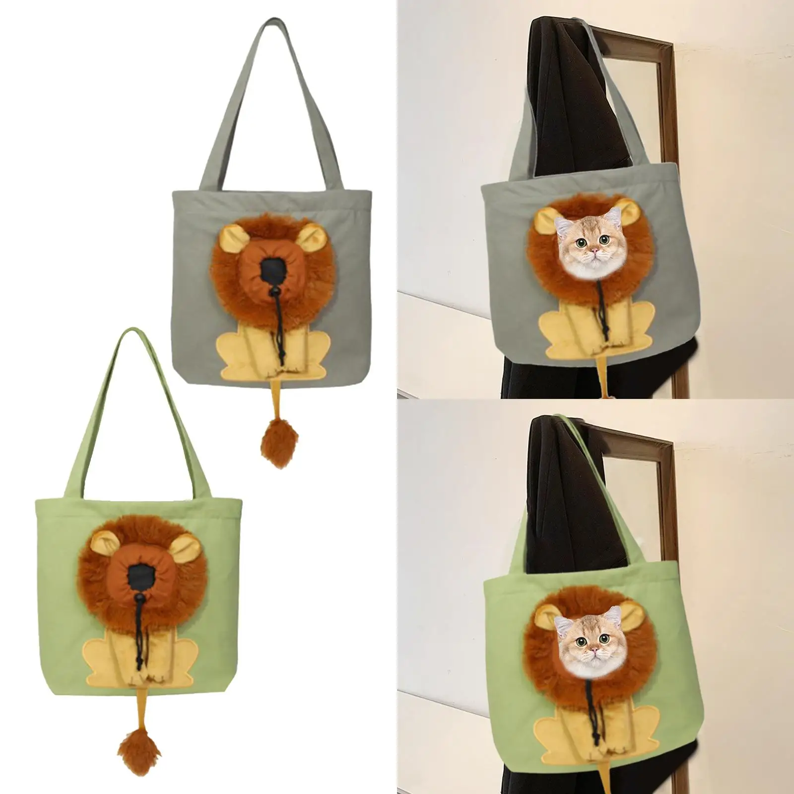 Cat Carrier Bag Travel Transport Bag Kennel Breathable 3d lion Pattern Canvas