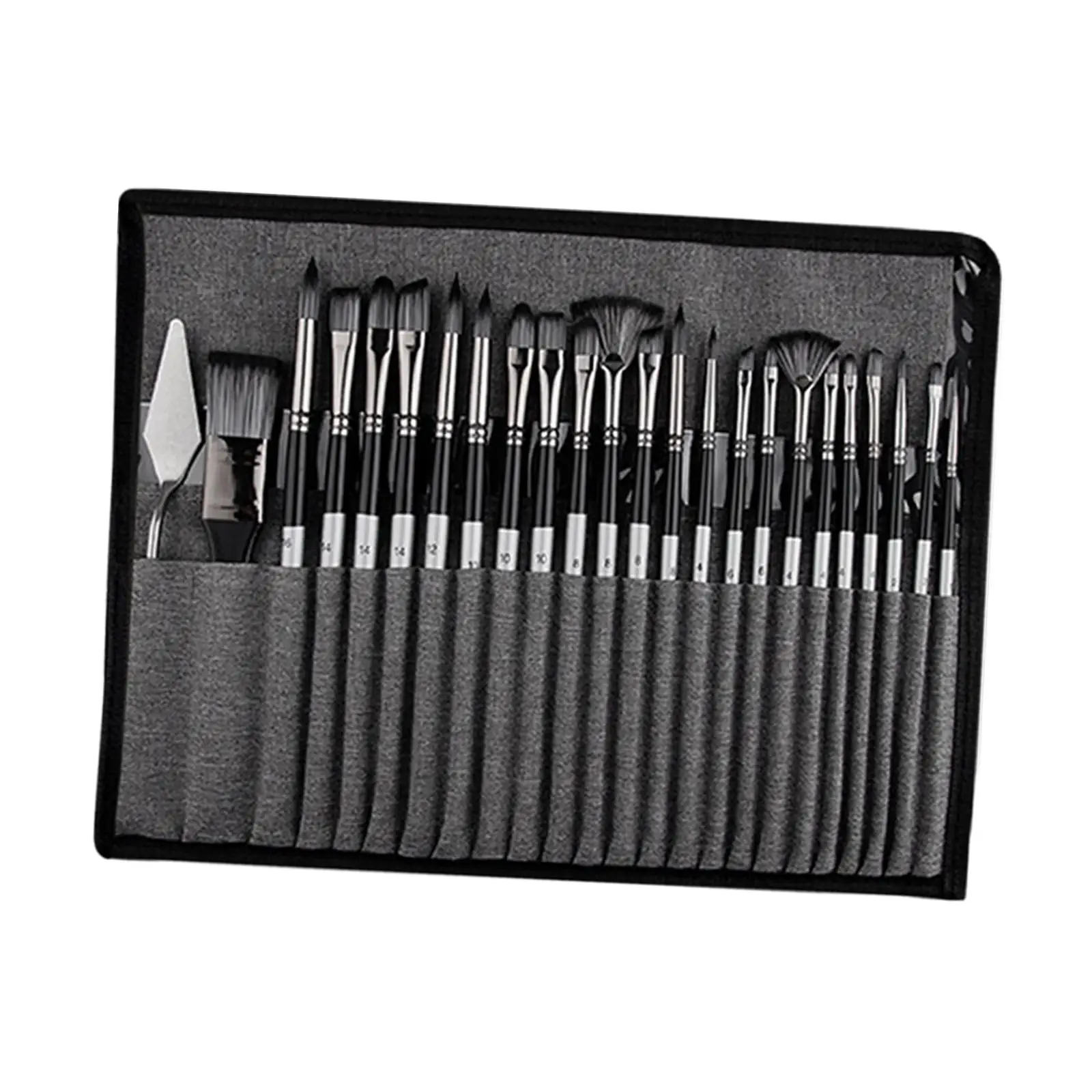25Pcs Painting Brushes Professional Gouache Nylon Hair Comfortable Gripping Paint Brush Set Paintbrushes with Storage Bag