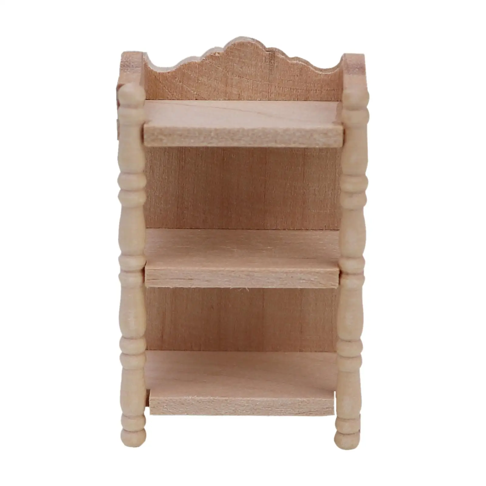 Dollhouse Wood Storage Shelf 1:12 Mini Bookcase for Photo Props