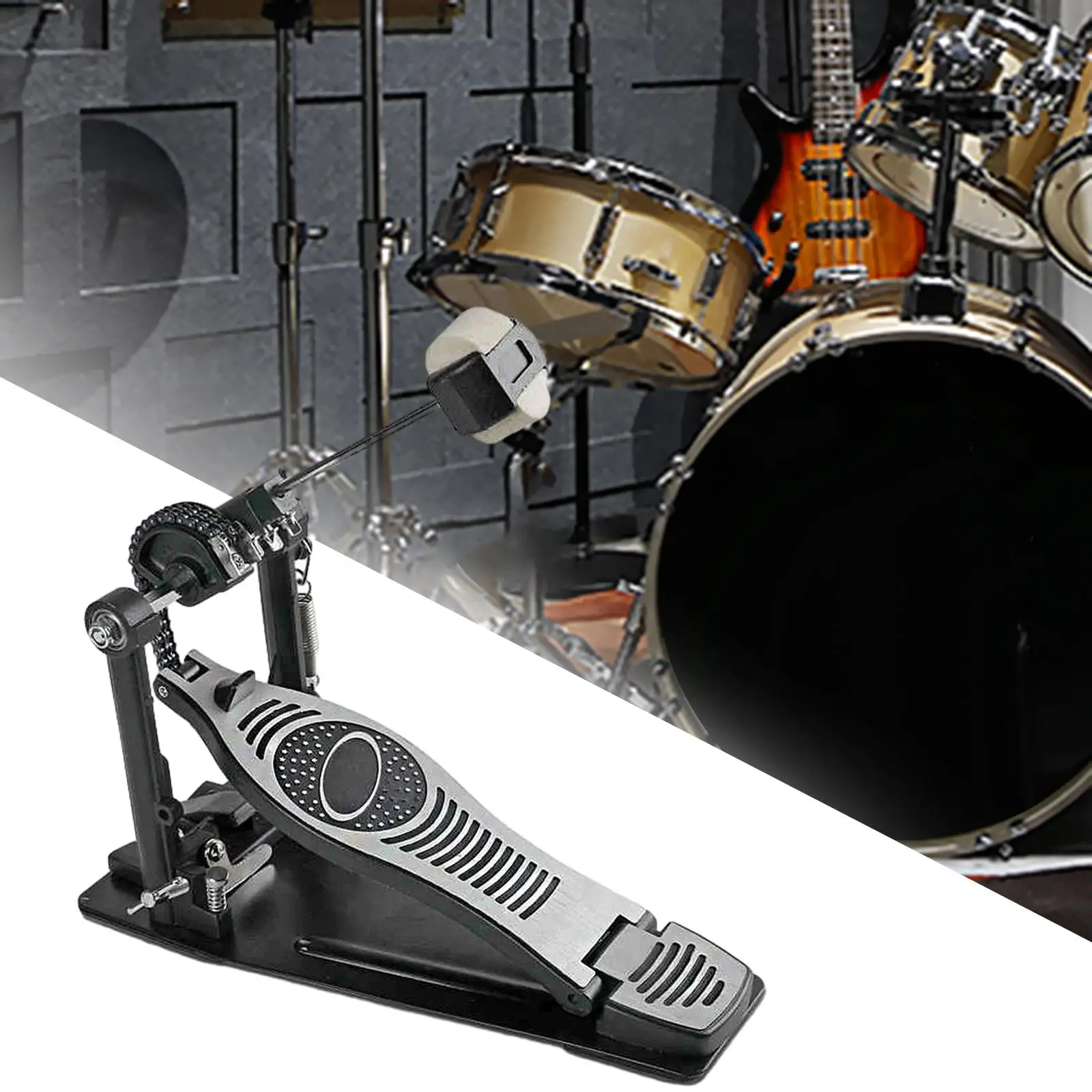 Single Bass Drum Pedal Durable Portable for Beginner Pro Drummers Jazz Drums