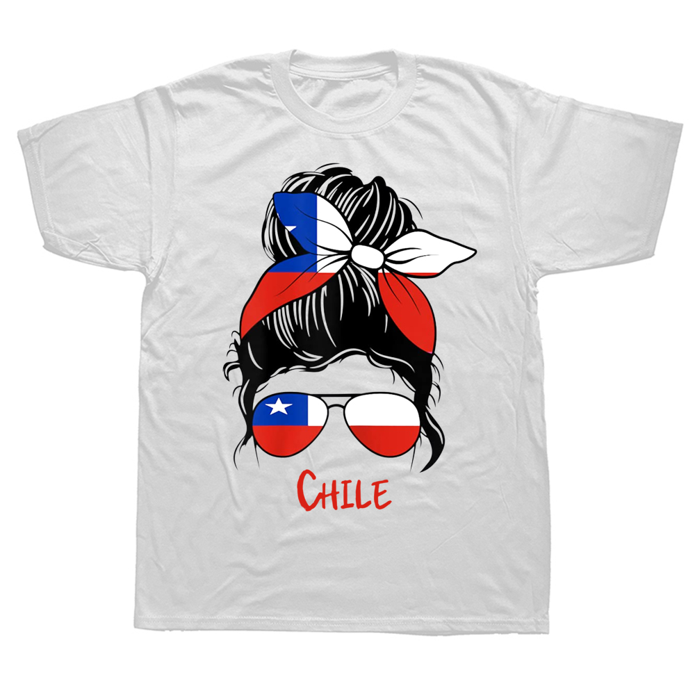 Lustige chilenische Chile Mädchen Flagge T Shirts Sommer Stil Grafik Baumwolle Streetwear Kurzarm Geburtstag Geschenke T-shirt Herren Kleidung – Detail 2