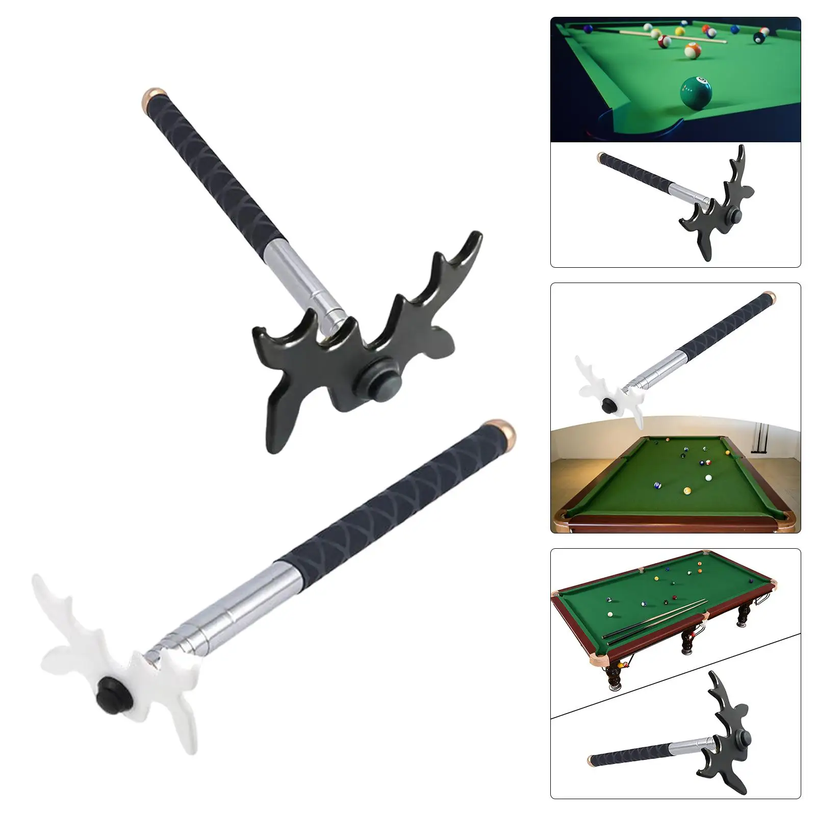Retractable Billiards Pool Cue Stick, with Removable Bridge Head Telescopic for Pool Table Competition Indoor