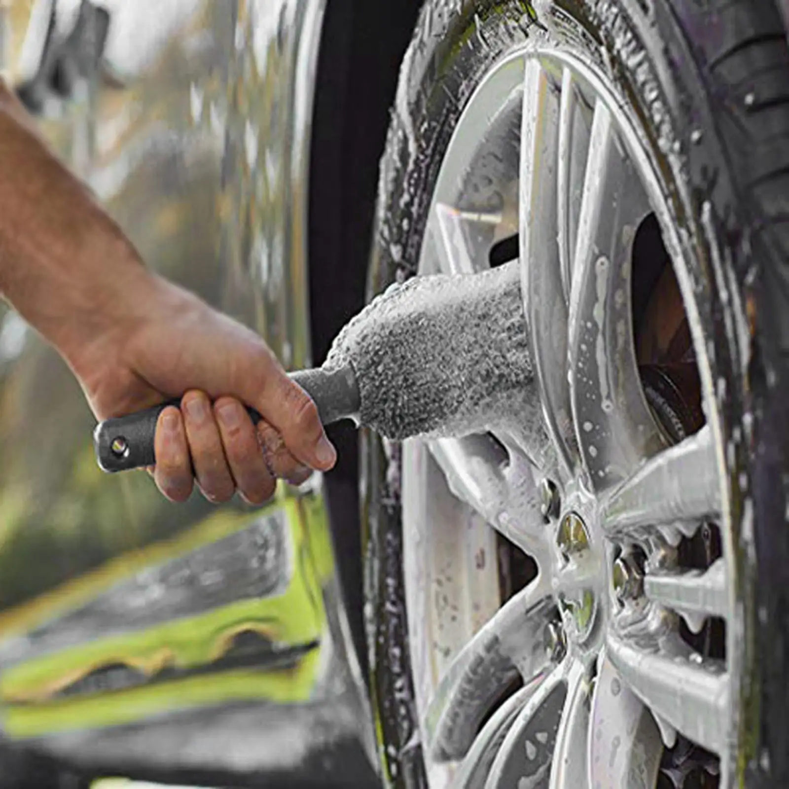 Flexible Wheel Rim Brush Multipurpose Car Wash Tool Soft Tire Detailing Brush for Door Plugs Vehicles Trucks Vents Spokes