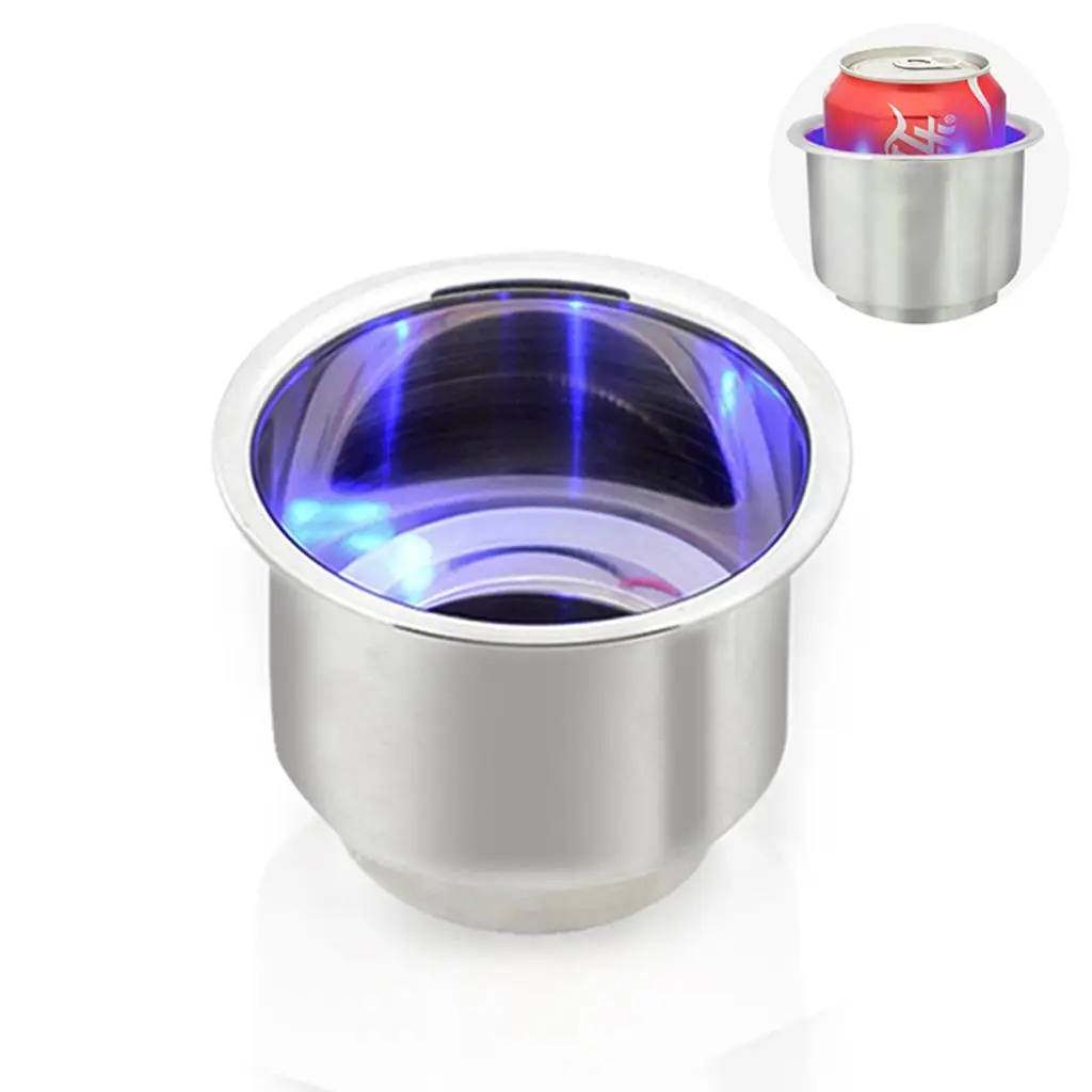 Metal Cup Drink Holder with Drain Marine Boat Rv Camper - 4inch H - 3 1/2inch ID, 4 1/4inch OD, with flange