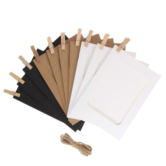 21pcs Paper Photo Frame Cardboard Picture Frames DIY Clip-On Photo Display Banner Suitable For Home, Classroom, Office, Wedding, And Wall Decor