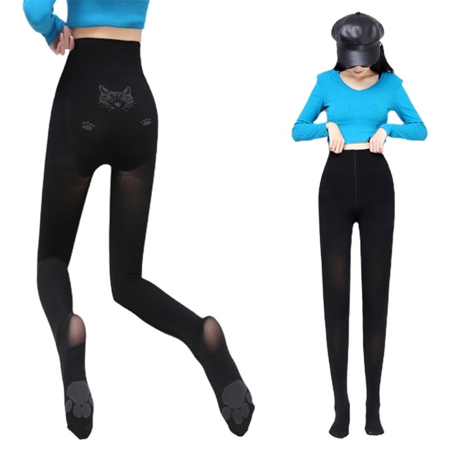 Autumn Winter Warm Women Black Nude Leggings Casual Elastic