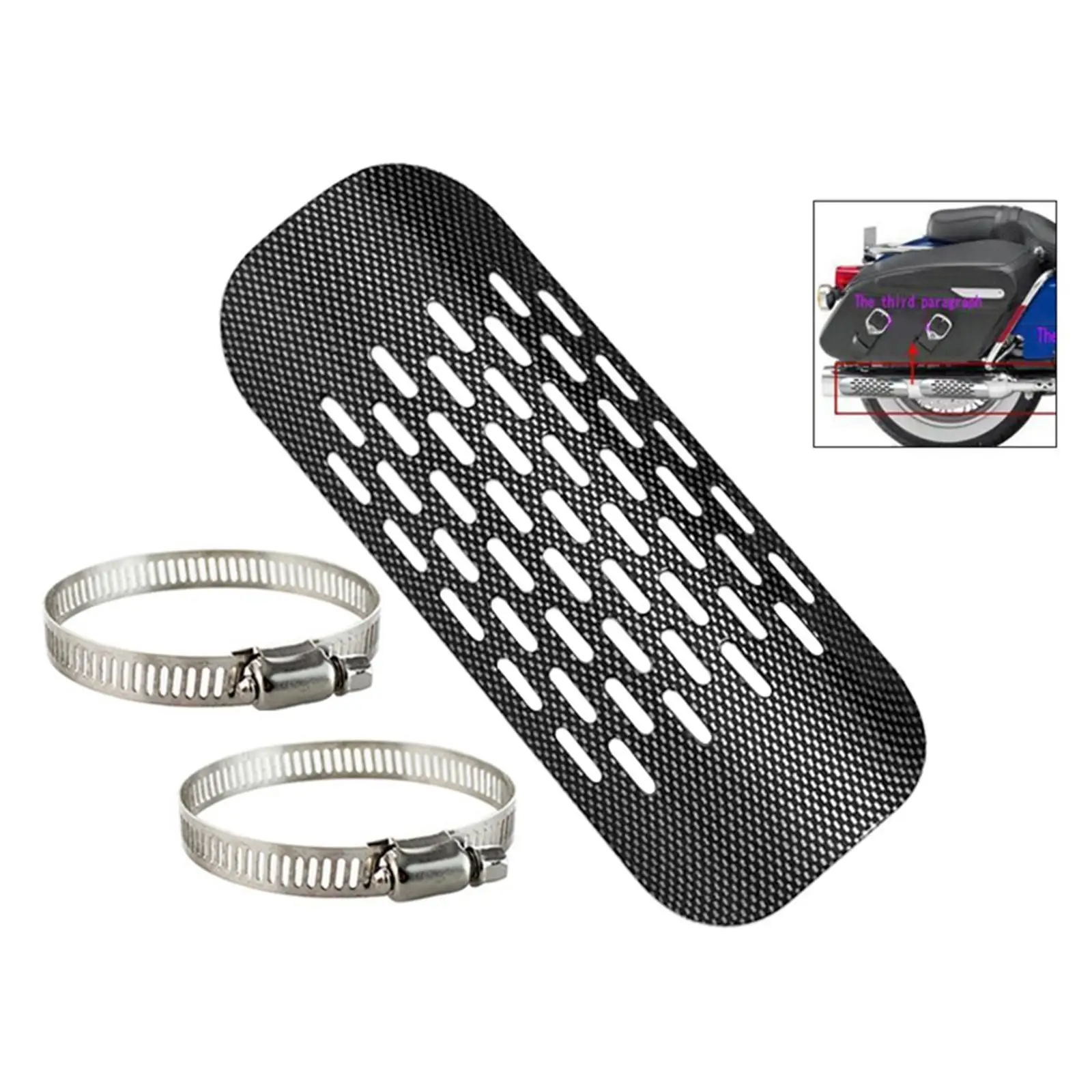 Motorcycle Exhaust Heat Shield Cover Middle Pipe Protector Heel Guard Heat Insulation Cover with 2 Clamps