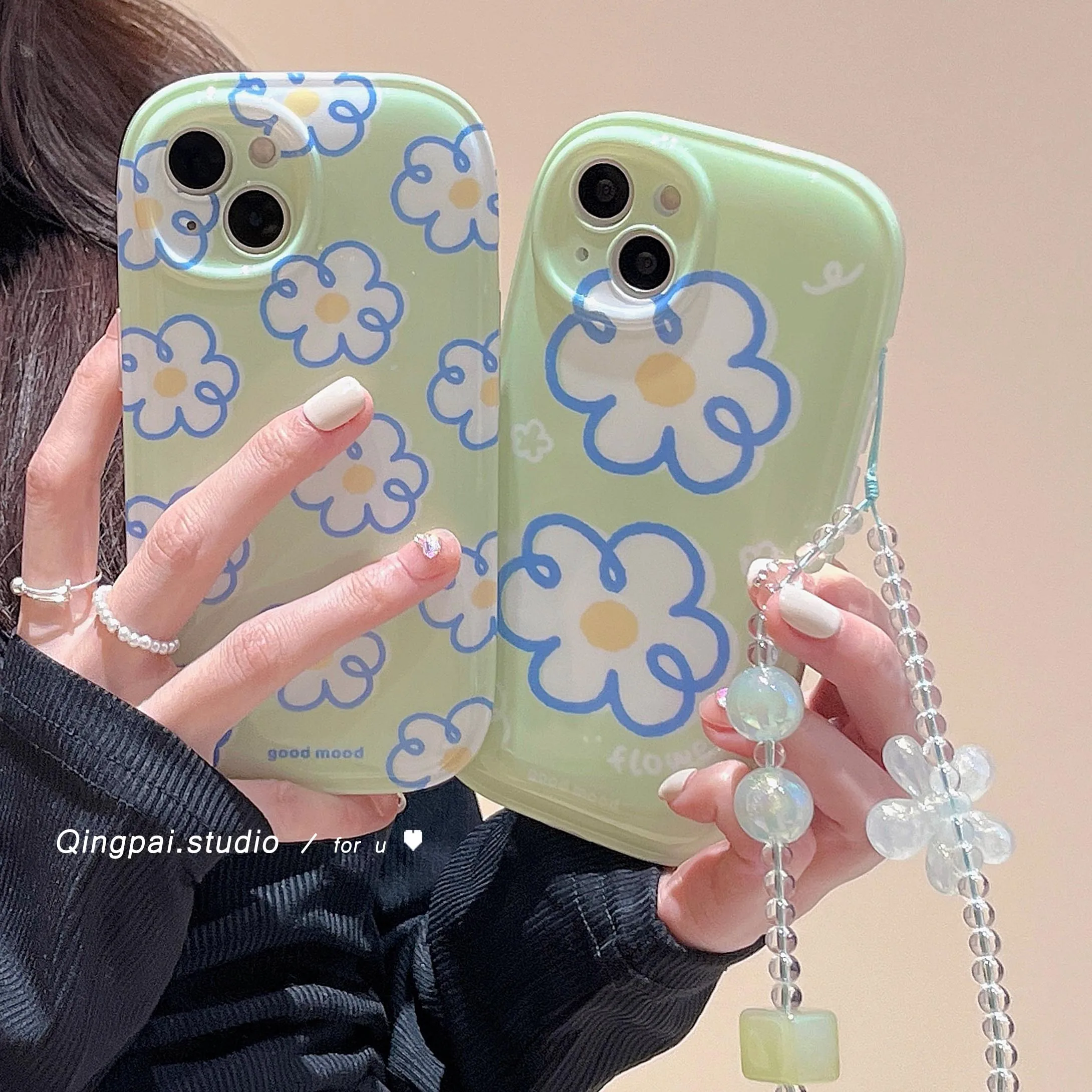 Cute Flower Bracelet Phone Case for iPhone 11 12 13 Pro Max X XR XS Max Soft Cover Hand Chain Rope Air Bag Shell Wristband Strap iphone 12 pro max leather case