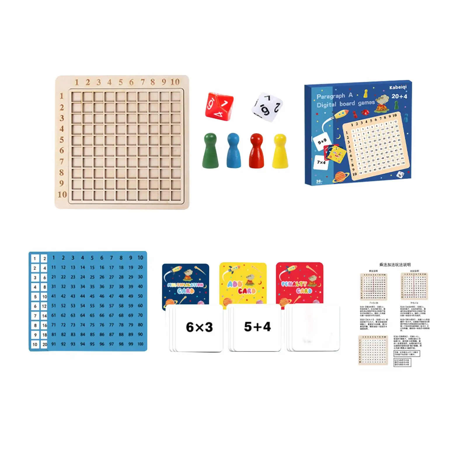 Wooden Montessori Multiplication Board Game Blocks for Kids Birthday Gifts