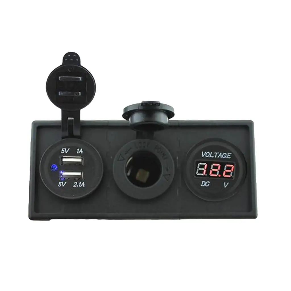 3in1 Voltmeter + Dual USB Charger + Cigarette Lighter Socket for 12 Volt Car