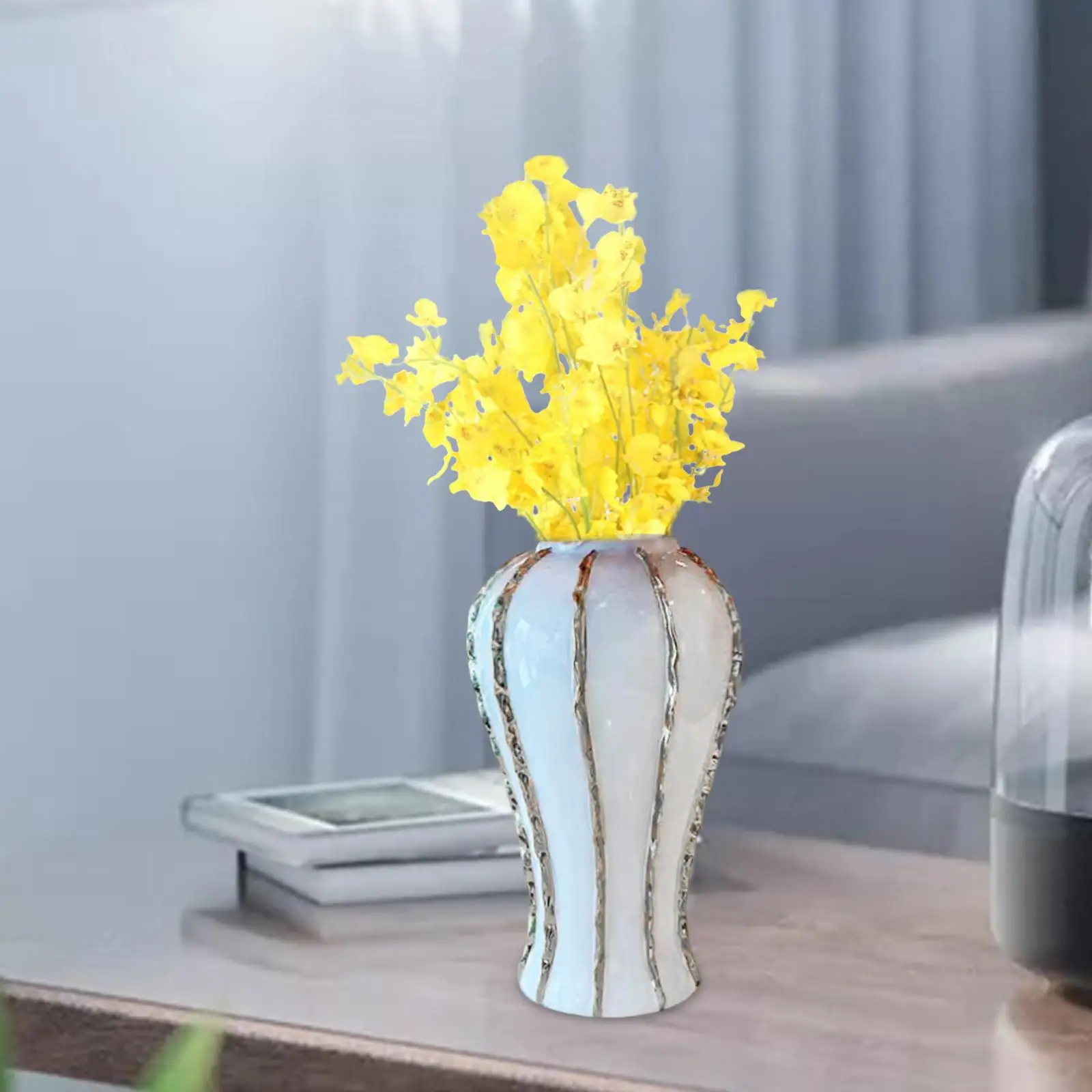 Temple Jar Flower Pot Collection Display Ceramic Flower Vase Porcelain Ginger Jar Storage Organizer for Office Birthday Bedroom