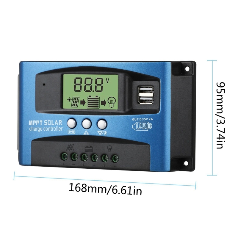 Nombre 6, Controladores solares MPPT 100A 80A 60A 50A 40A 30A Dual USB Display LCD 12V 24V Regulador de painel de célula solar