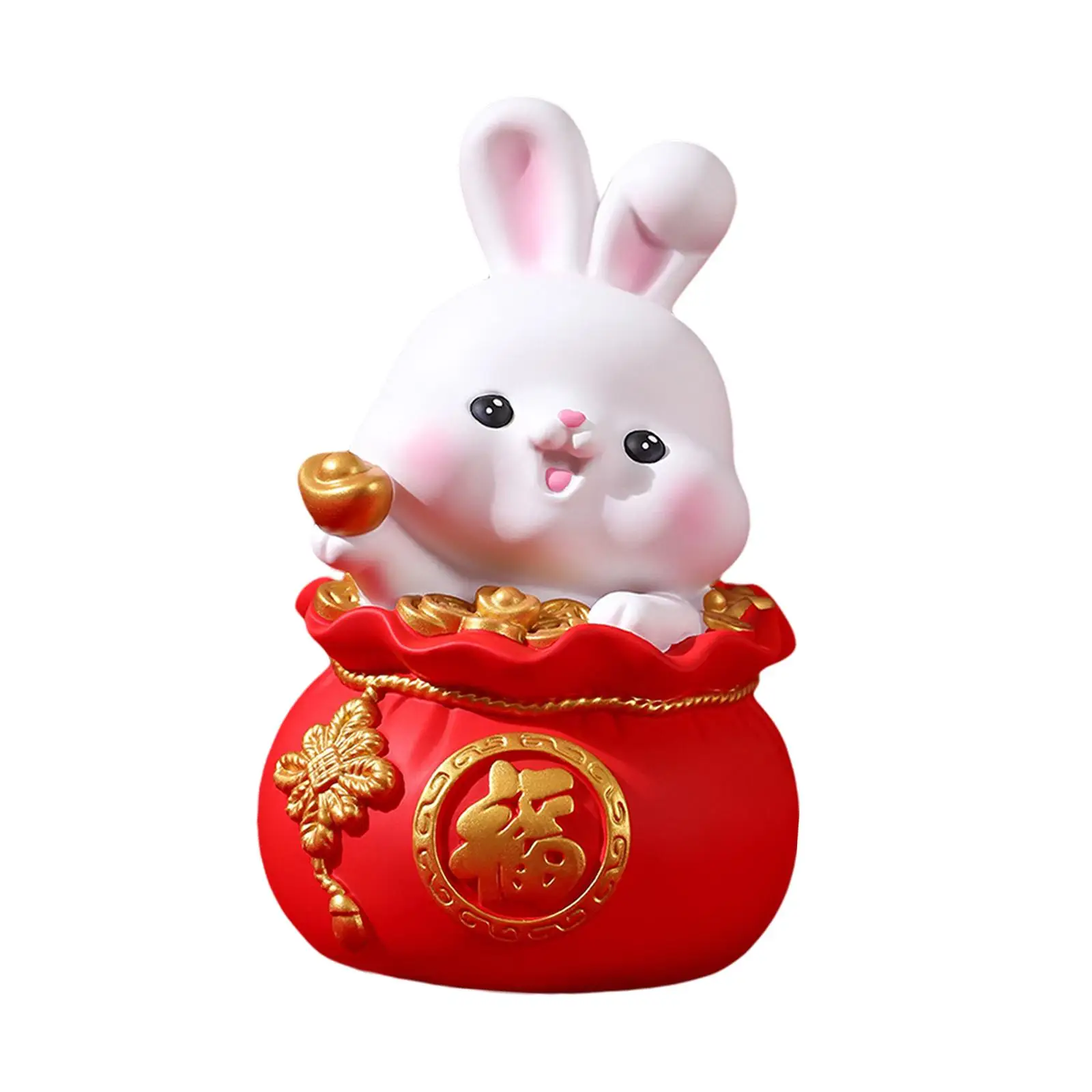 Chinese New Year Lucky Rabbit Statues Photo Prop Indoor Money Box Figurine for Office Wedding Decorative Housewarming Gif