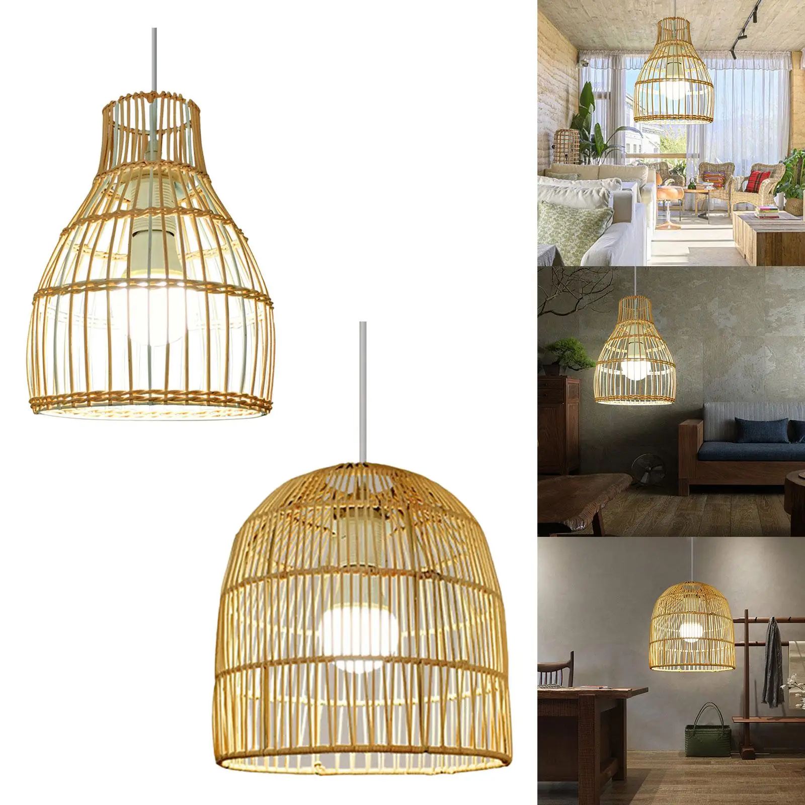 Rural Style Rattan Chandelier Lampshade Lamp for Dining Room Lampshade Decor  Living Room Table Cafe Restaurant 