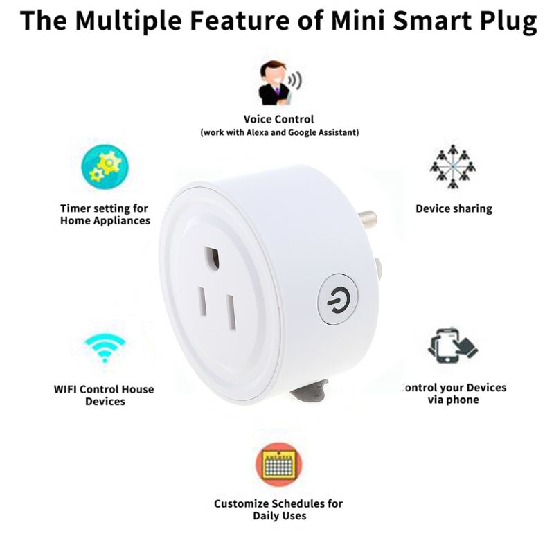 Mini enchufe inteligente Wifi, funciona con Alexa, No requiere Hub, (paquete de 4)