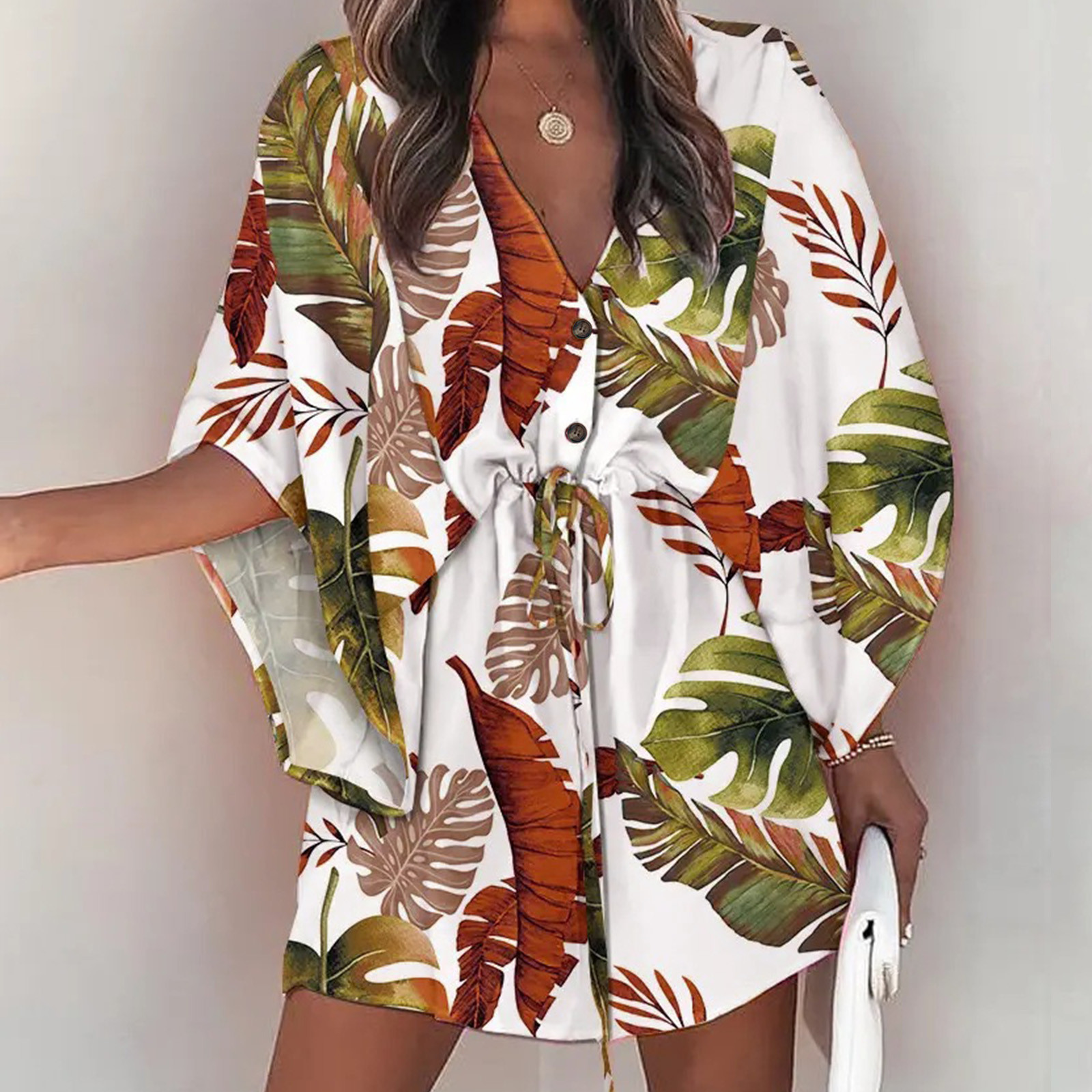 Sexy V Neck Shirt Dress Women Summer 