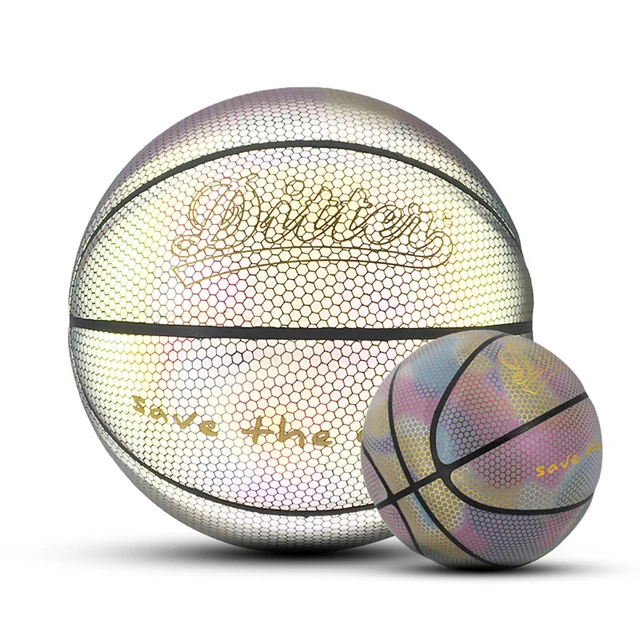 Holographic Reflective Basketball Ball Pu Leather Wear-resistant Colorful  Night Game Street Glowing Basketball With Air Needles - Basketball -  AliExpress