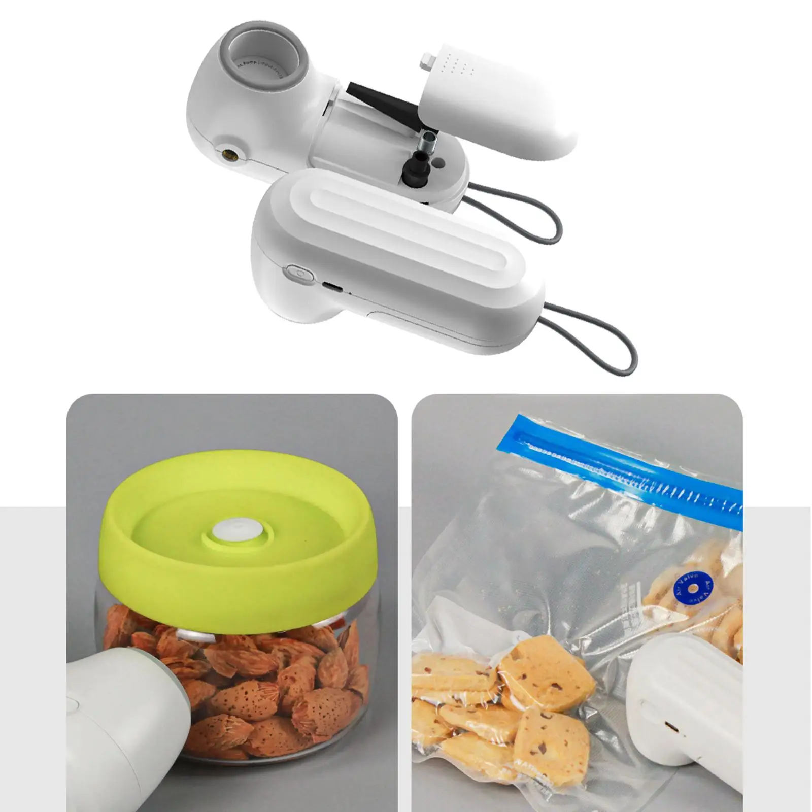 USB Electric Food Vacuum Machine Fast and Powerful Air Inflation & Deflation Handheld Vacuum Pump for Valved Vacuum Bags Kitchen