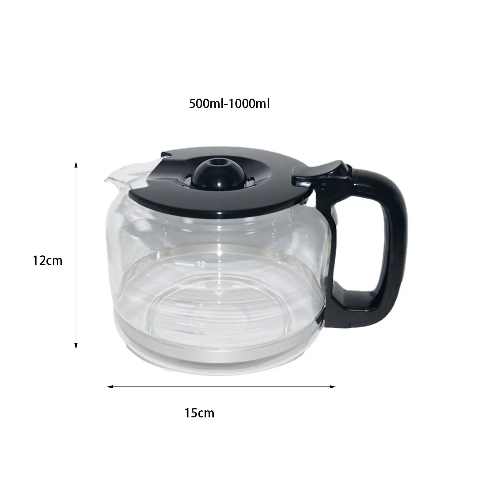 Coffee Pour Over Carafe Clear Coffee Maker Jug Professional Accessory Diameter 15cm, Height 12cm Replacement Fine Workmanship