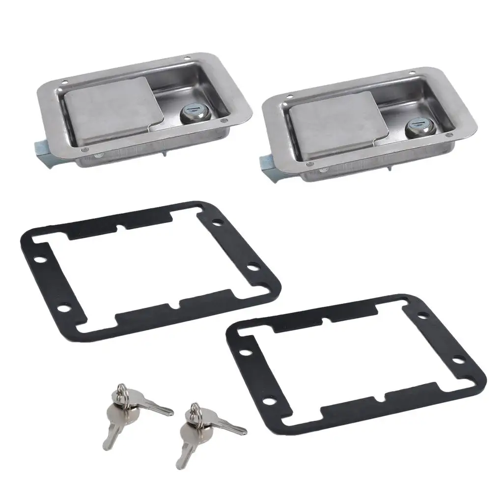 2 X Stainless Door Lock Trailer  RV Handle  Key 14x10.8x3.8 Cm