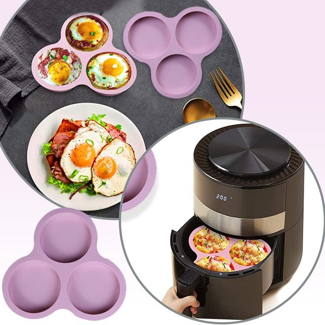 2pcs Silicone Air Fryer Egg Mold, Non-stick Reusable Air Fryer Baking Pan  For Egg Bites, Muffin Top, Breakfast Sandwiches, Hamburger