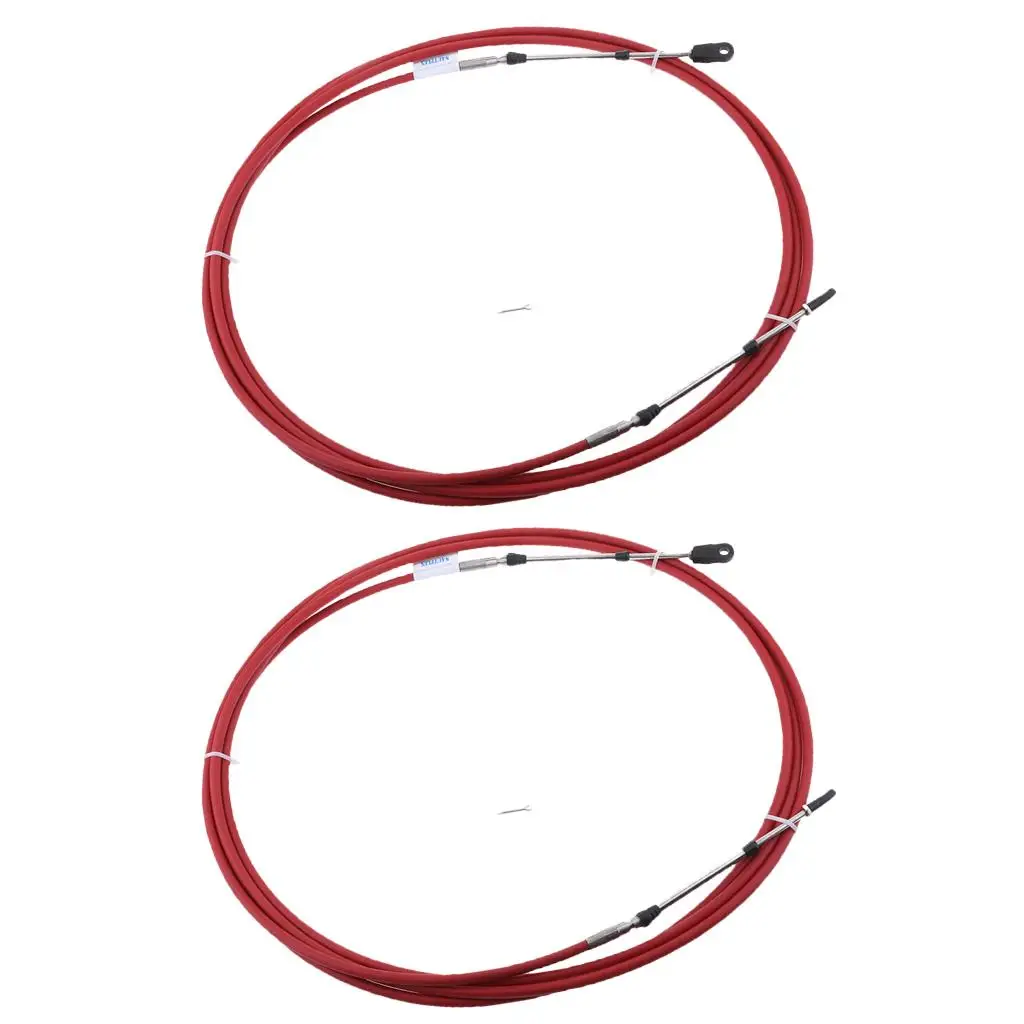 2Pcs 19Ft Throttle  Control Cable Steering System for  Outboard