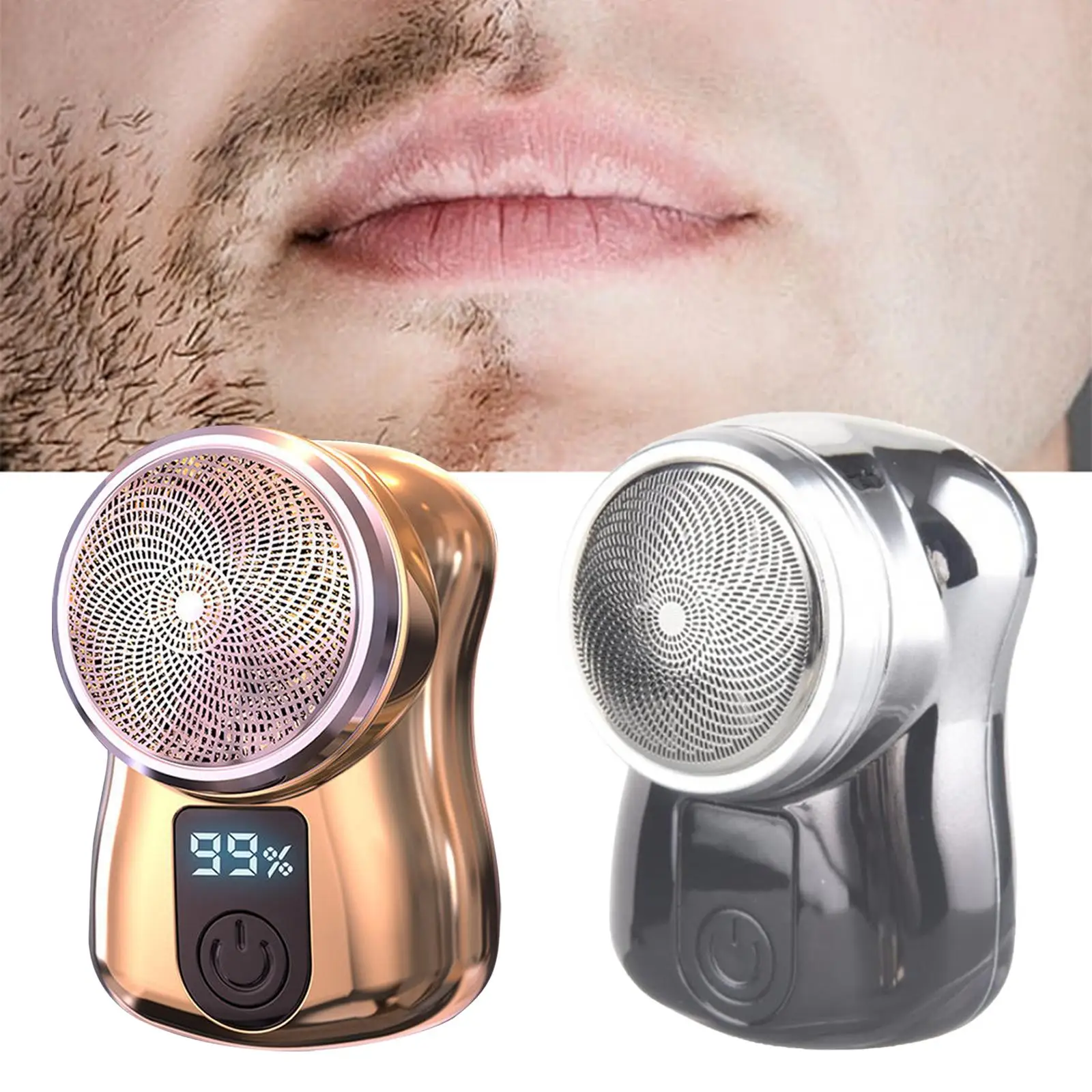 Mini Shaver Father`s Day Gifts Cordless Professional Removable and Washable Head Pocket Size Digital Display Beard Razor Trimmer