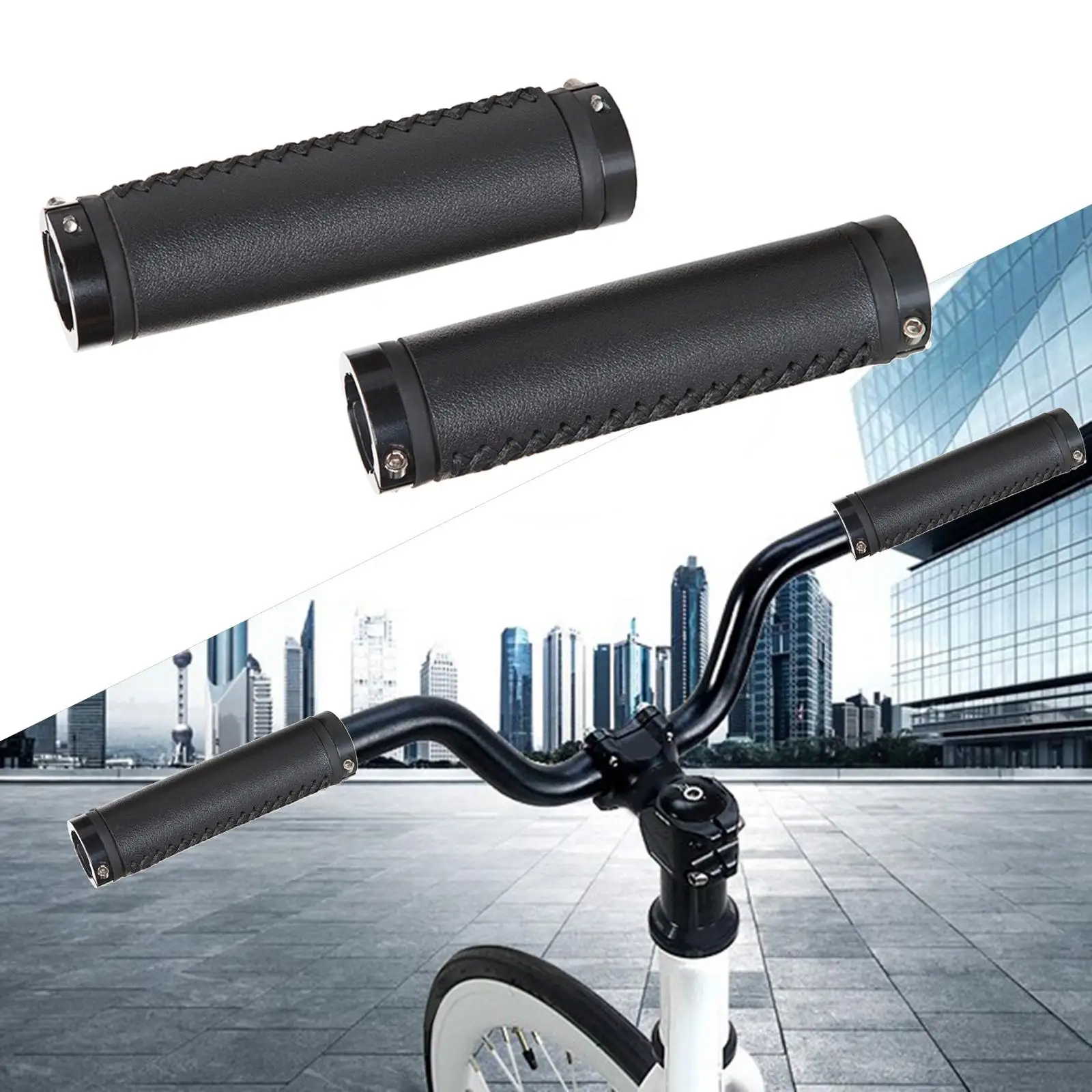 Set of 2 Bike Handlebar Grips, 130mm 22.2mm ,Double Lock on ,Non-Slip ,Soft for