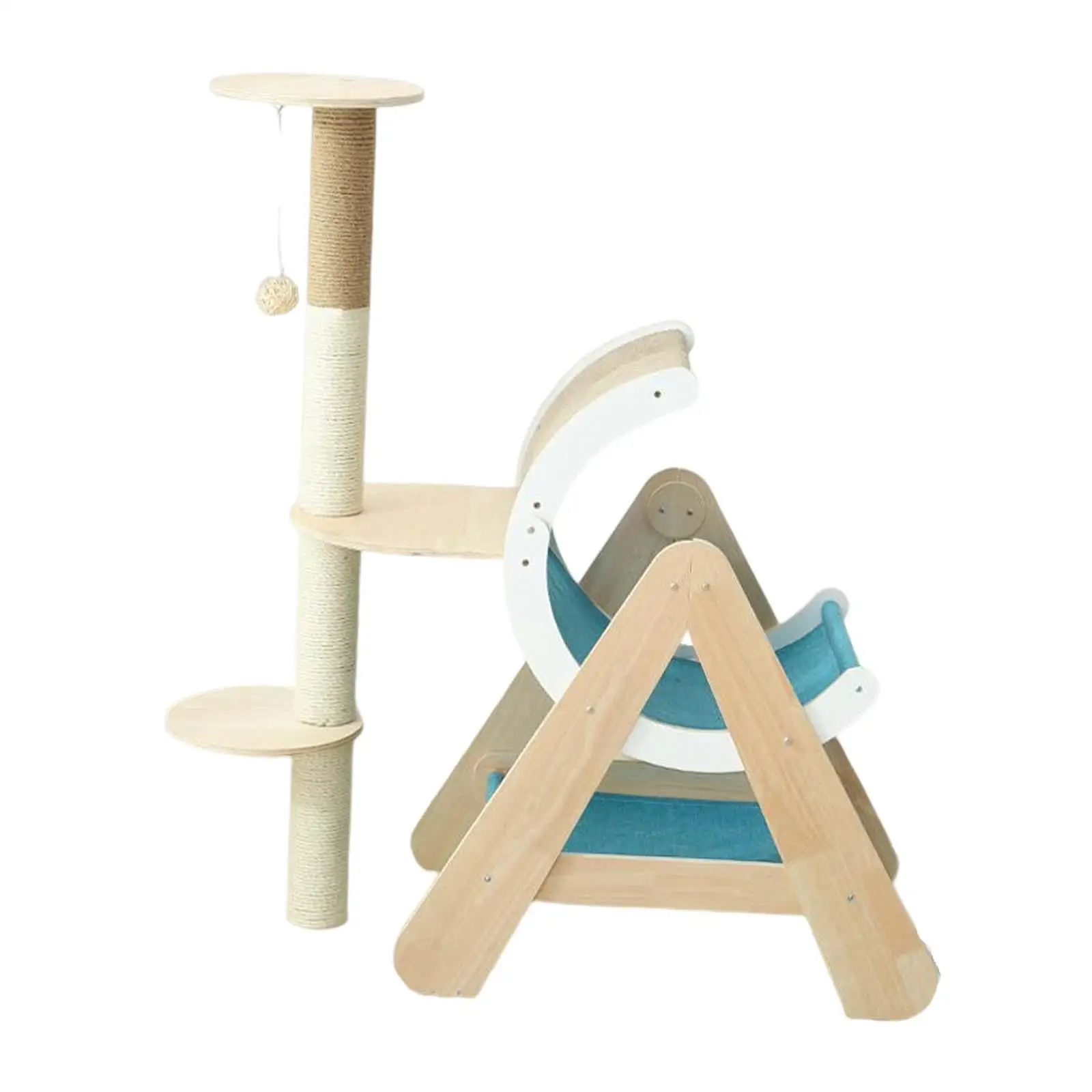 Wooden Cat Climbing Frame Tree Decoration Interactive Toys Scratcher Cat Toys Multi Layer Activities Tower for Kitty Home