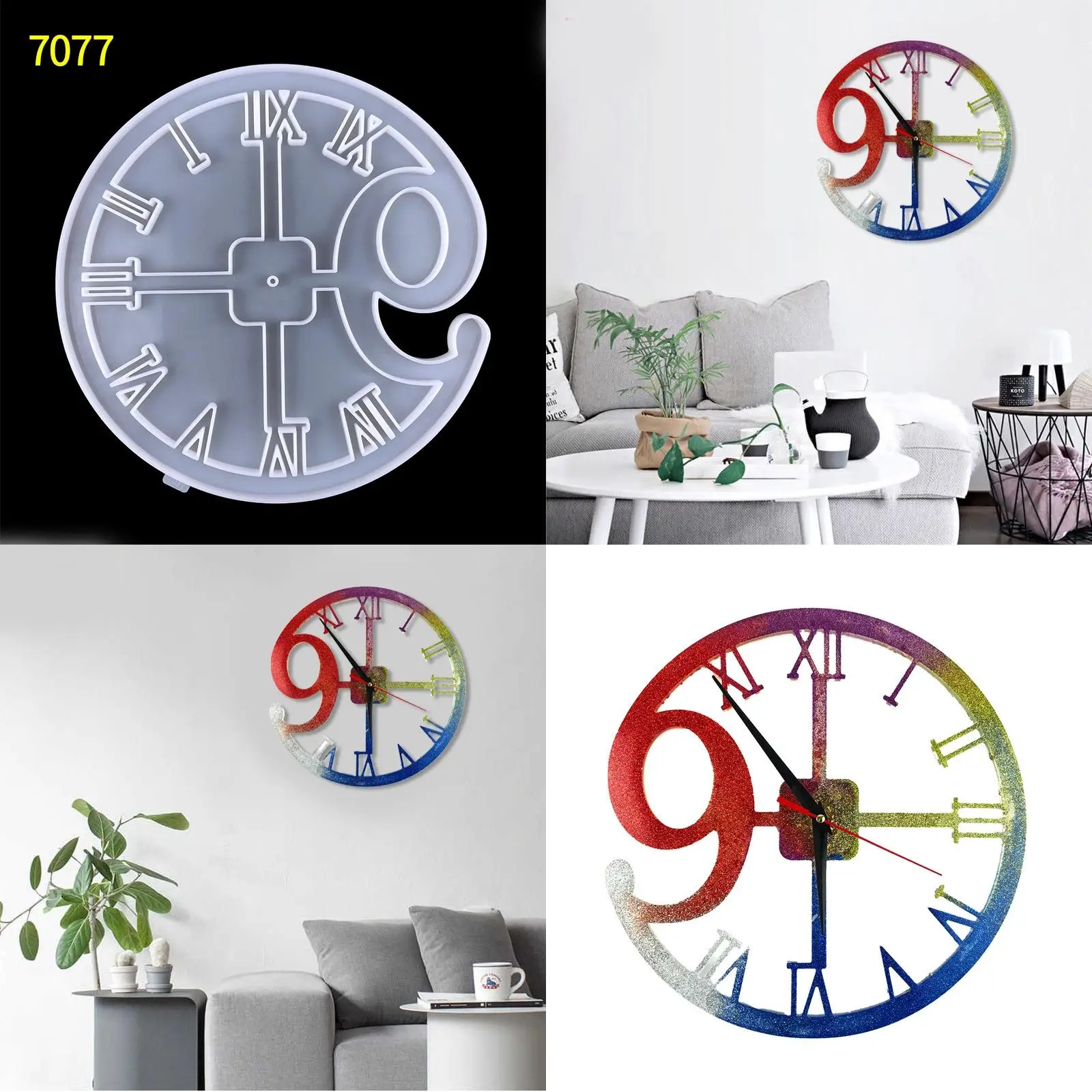 Watch ,Large Clock  Round/ Silicone Resin  Hanging  for Epoxy  Jewelry Making