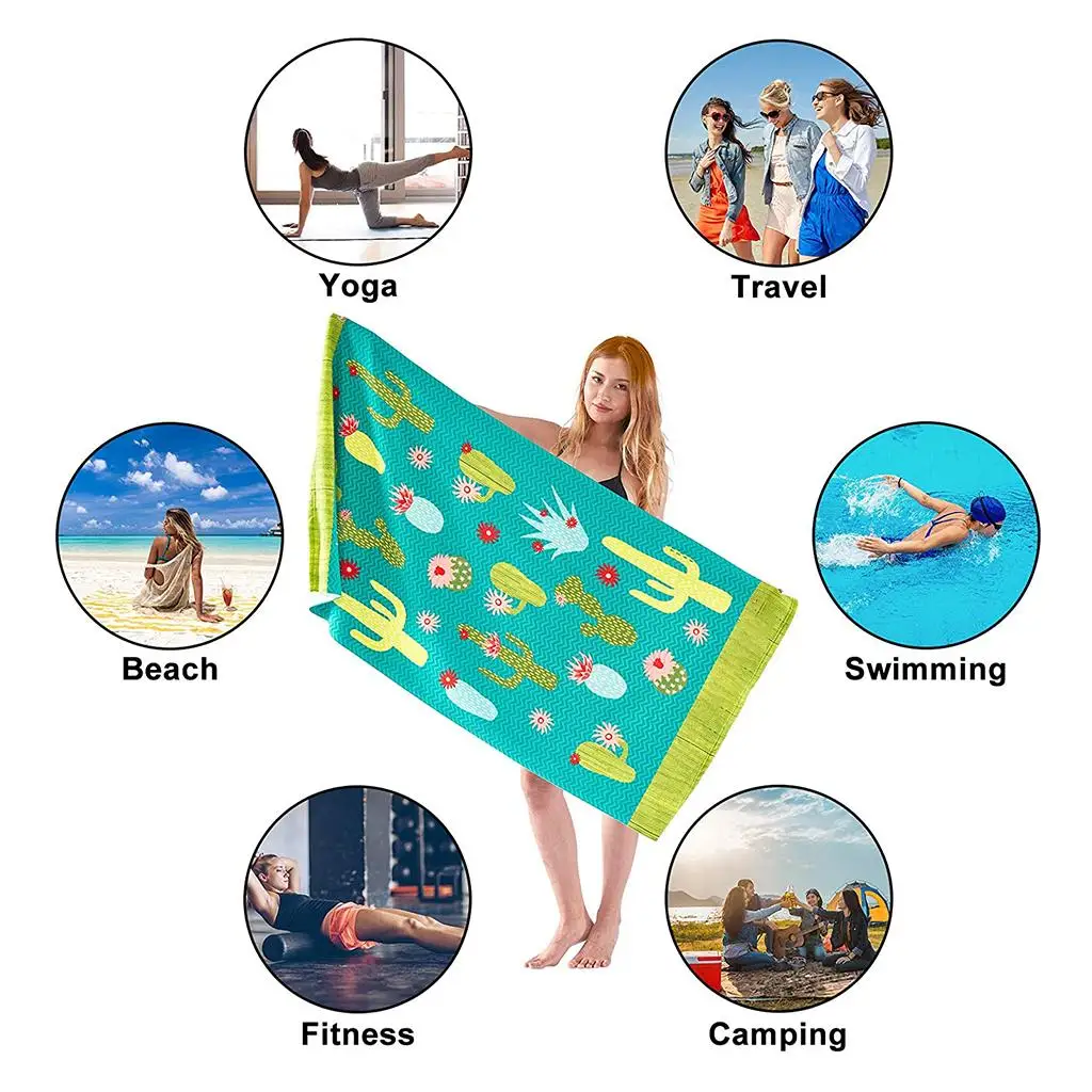  Soft Polyester Beach Saunas Towel Absorbent Gym  Bath Pool Sunbathing Towels  Camping 50x70cm