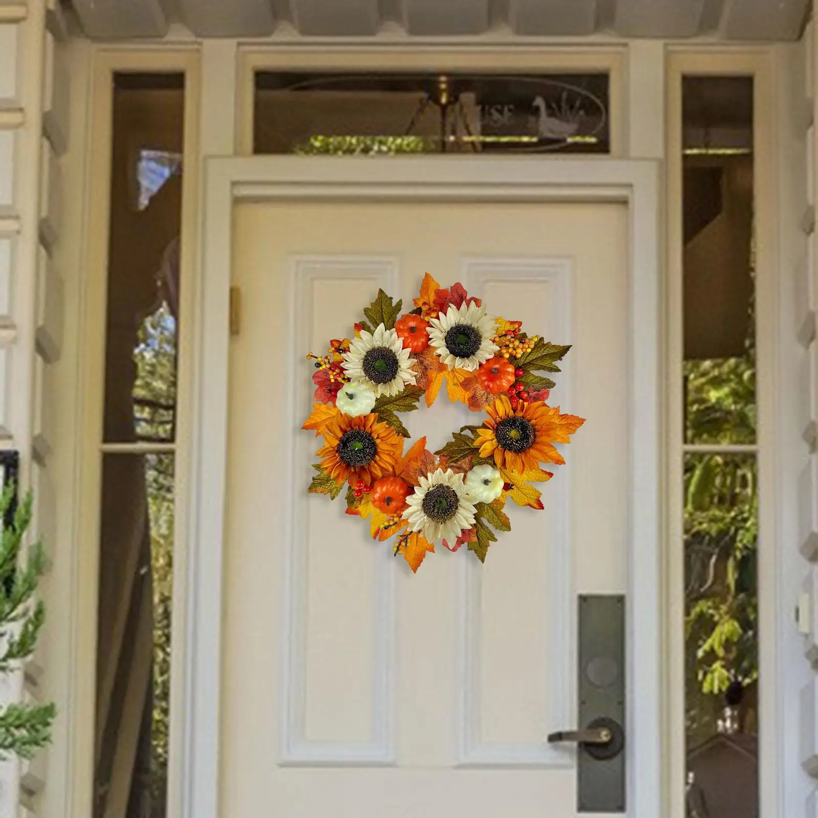 Farmhouse Garland Hanging Door Wreath Decorative Harvest Fall Wreath for Front Door Outdoor Fireplace Festival Wall