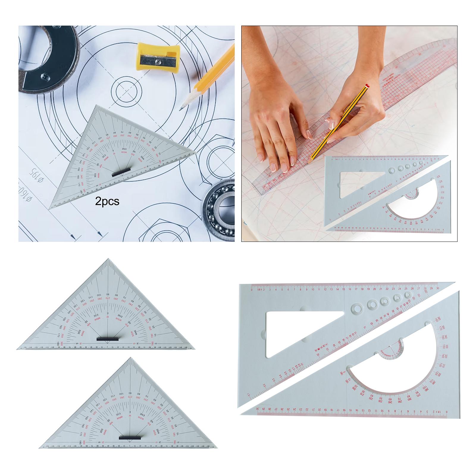 Chart Drawing Triangle Ruler Math Geometry Tool Professional Measuring Ruler for Ship Drawing Designers Engineer Workshop Office