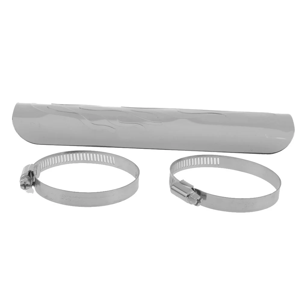 Universal Flame Exhaust Pipe Heat Shield Cover Guard For   White