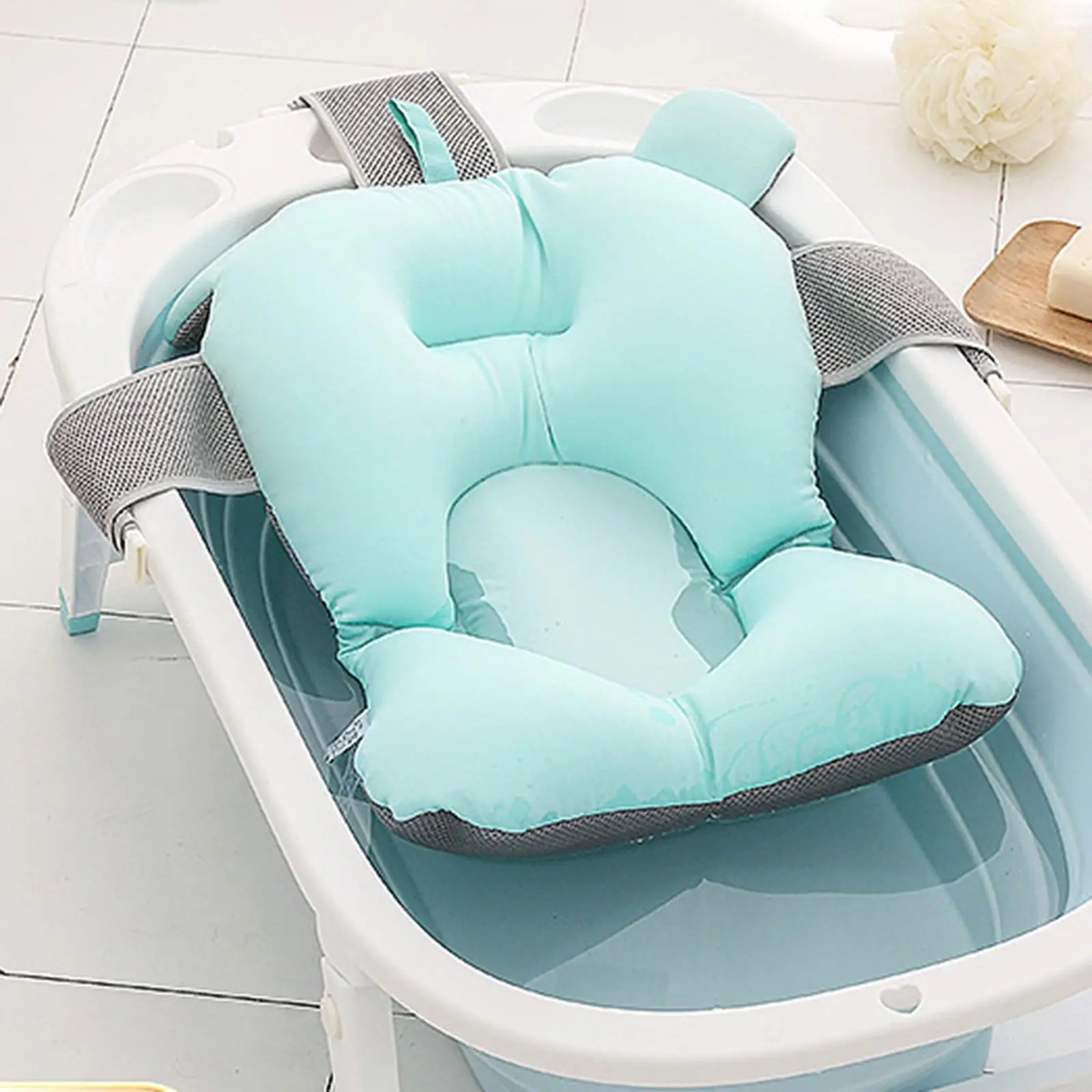  Floating Bathing Tub Seat Dries Quickly for Infant 0-1 Y Breathable Comfortable  Trilateral Design Stable Soft Foldable
