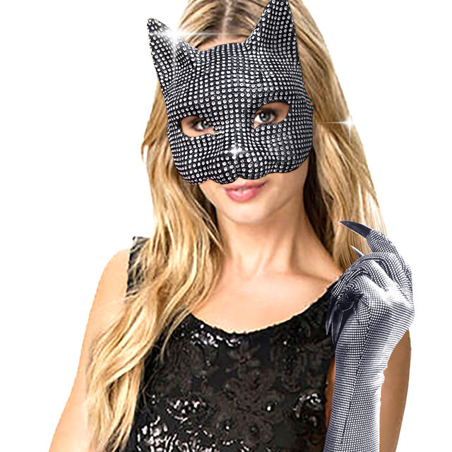 NASSMOSSE Cat Mask 7.5x6.3, Half Face Cat Woman Mask With