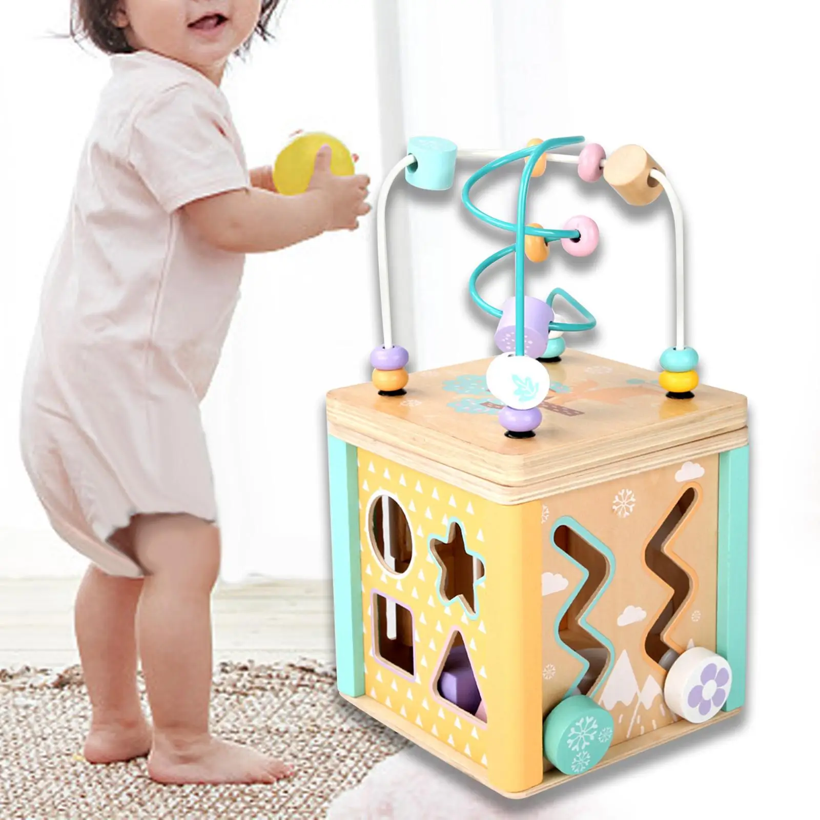 Bead Maze Toy Colorful Wooden Educational Toy Multi Function Developmental Toys Classic Bead Maze for Toddlers Ages 3+ Preschool