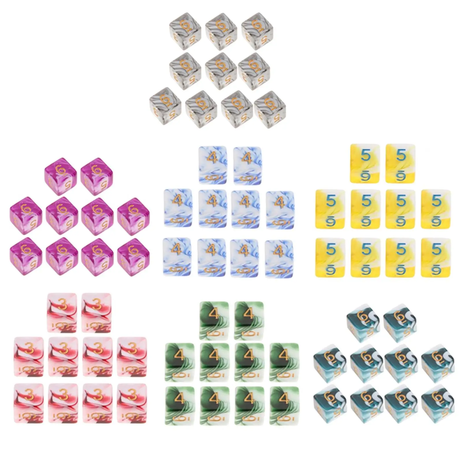 10 Pieces 6 Sides Dice Entertainment Toys Math Teaching Aids Game Dice for Board Party Roll Playing Table Game