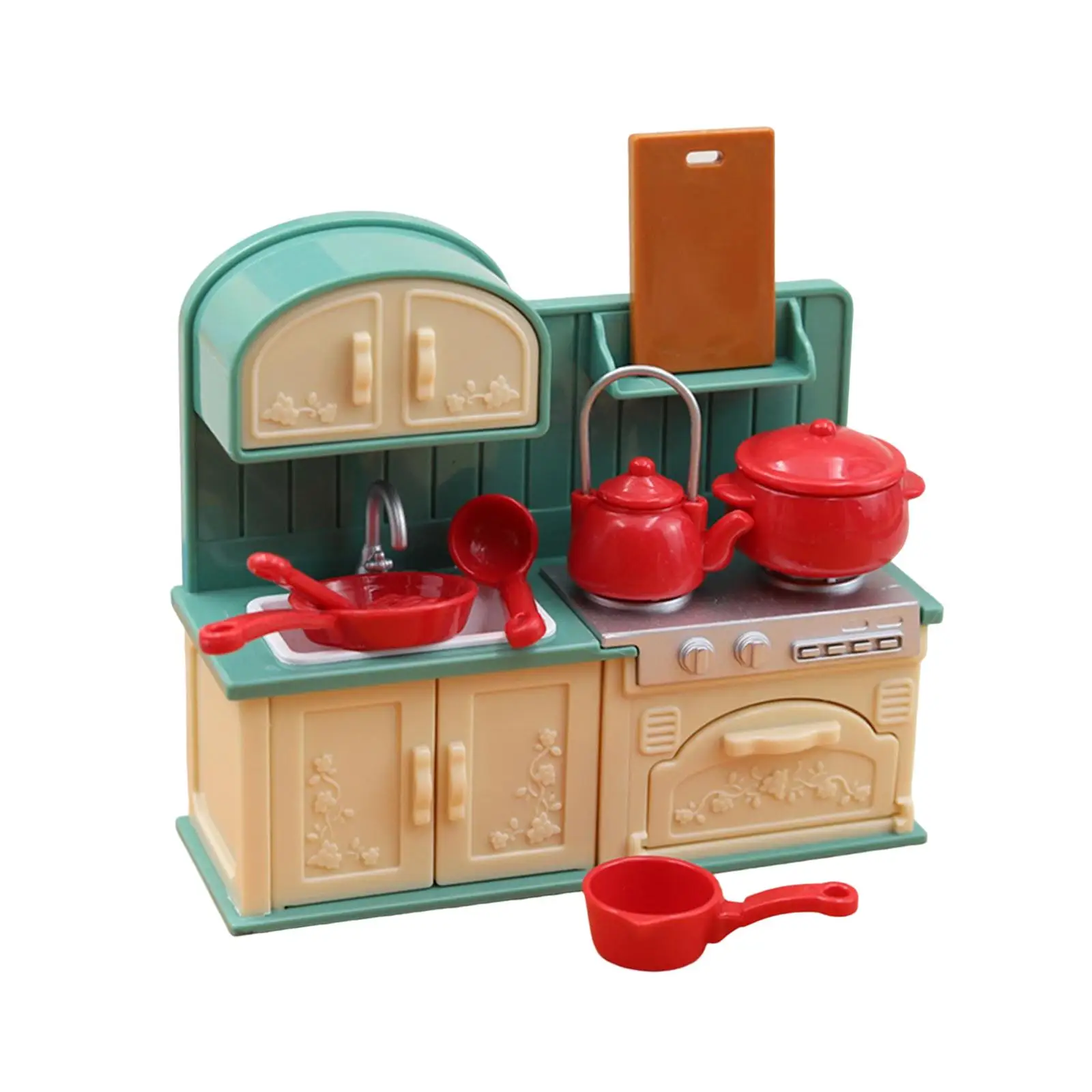 1/18 Dollhouse Play Set & Accessories Kitchen Toys with Food Pots for Mini Dolls Doll House Furniture Toys for Girls Presents