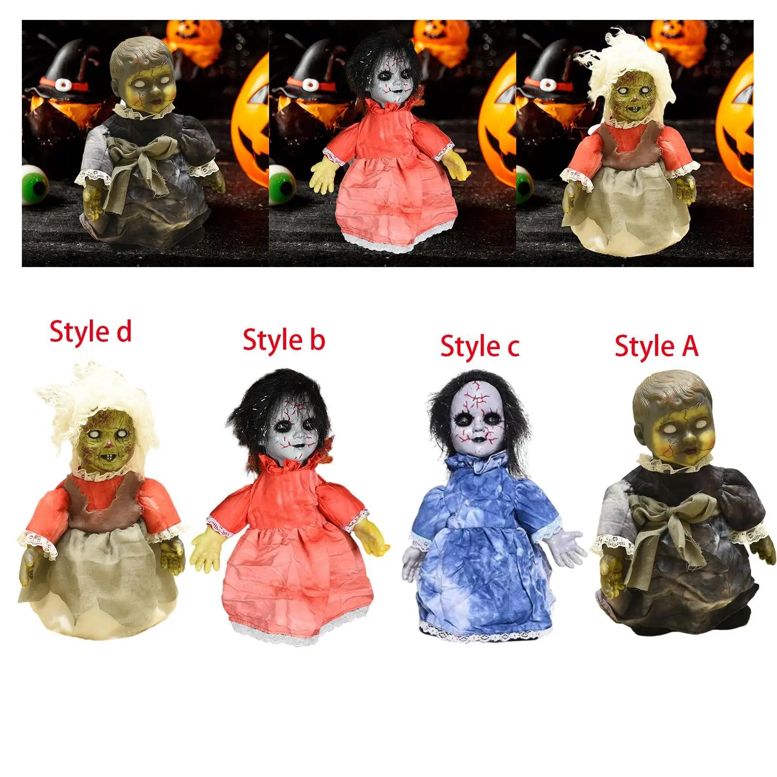 Halloween Baby Doll Lights up Eyes Holiday Decor Creepy Halloween Dolls Haunted Doll for Indoor Outdoor Haunted House Halloween