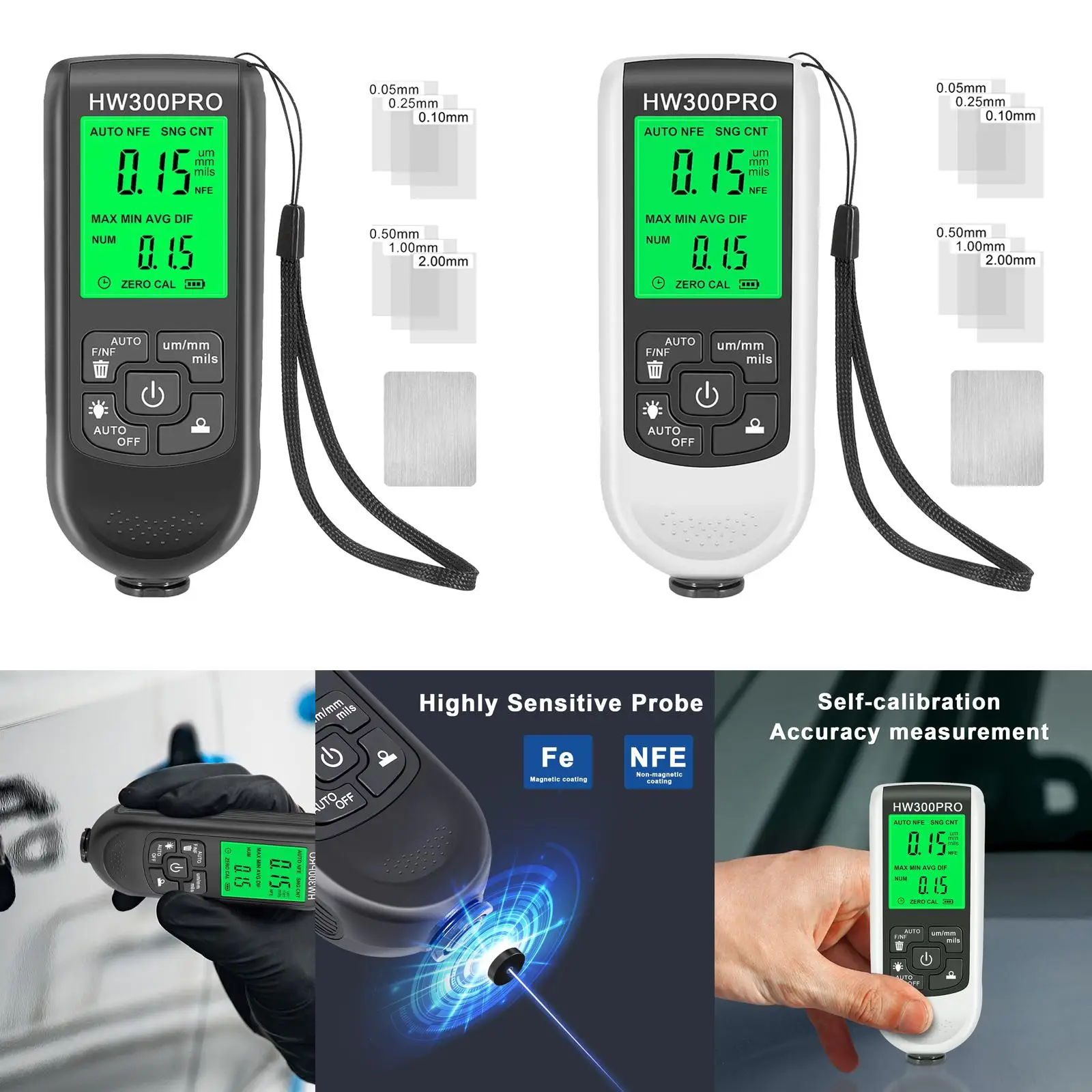 Paint Thickness Gauge Automotive Paint Thickness Measurement Tester for