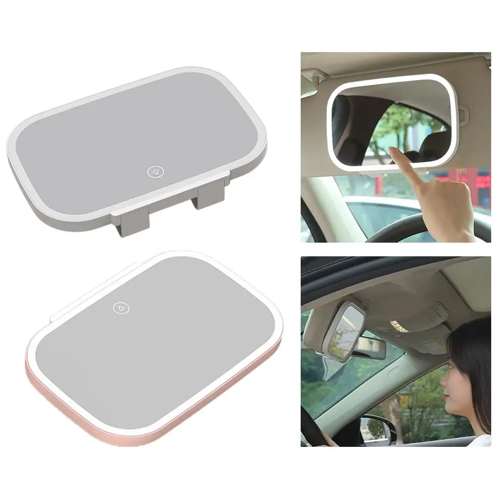 Car Visor Mirror Interior GM 7.8inch with LED Lights Co-Pilot Portable Touch Dimming USB Charging for Make up Travel Adult Men
