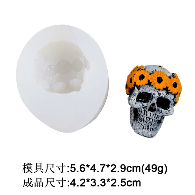 3d Skull Silicone Mold Halloween Hand-made Candle Mold Diffuser Gypsum  Aromatherapy Resin Ornament Cake Decor Resin Mould - AliExpress