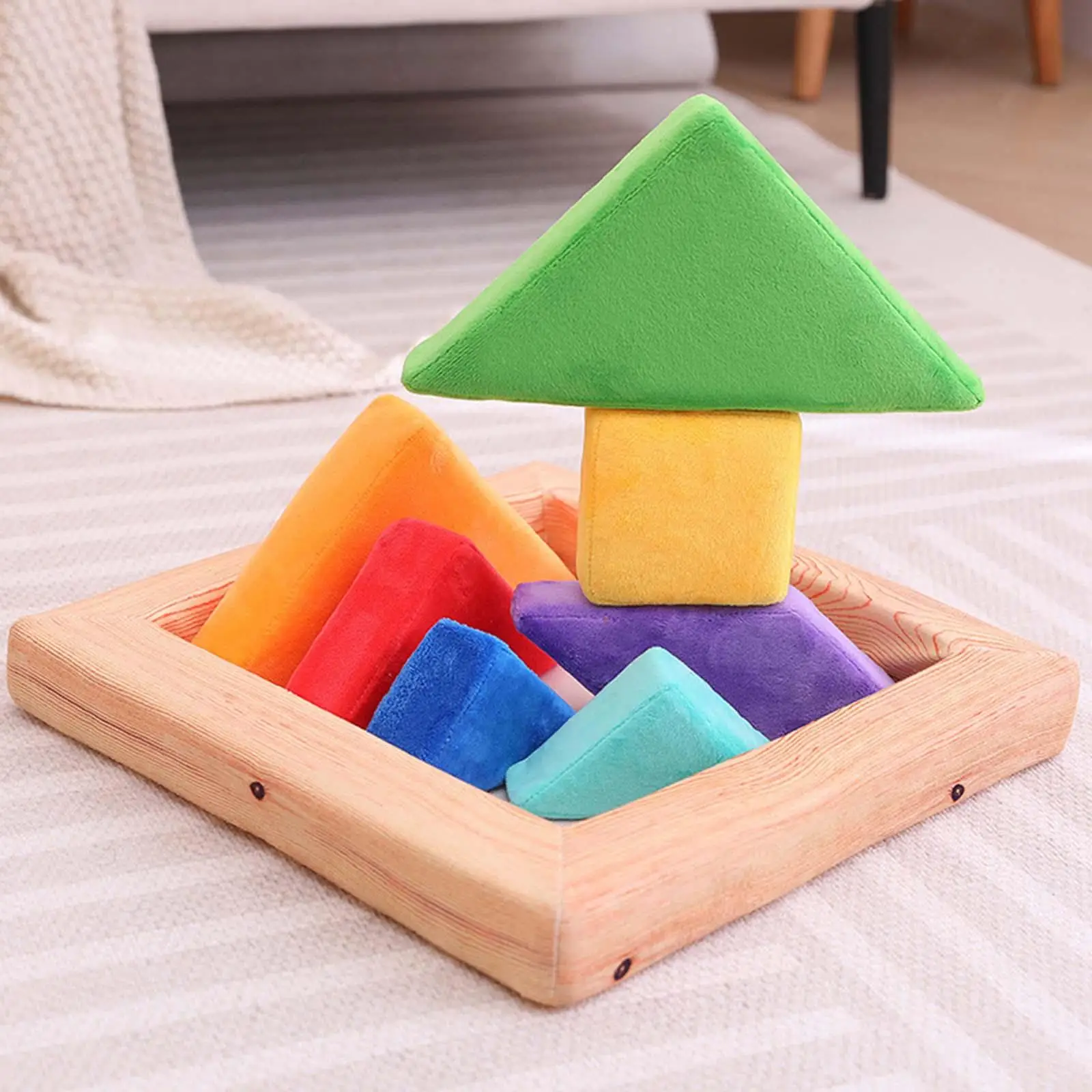 Colorful Tangram Cushion Early Education Toys Puzzle geometric Toy Plush Funny Tangram for gifts Adults
