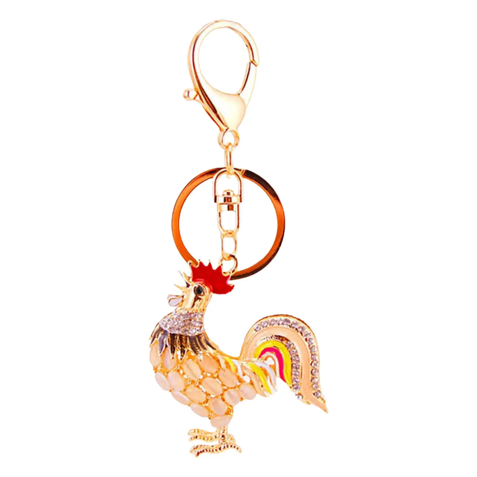 Rooster Bling Keychains Stylish with Clasp Jewelry Accessory Backpack Charms Sparkling Charm Rhinestone Keychain for Women Girls