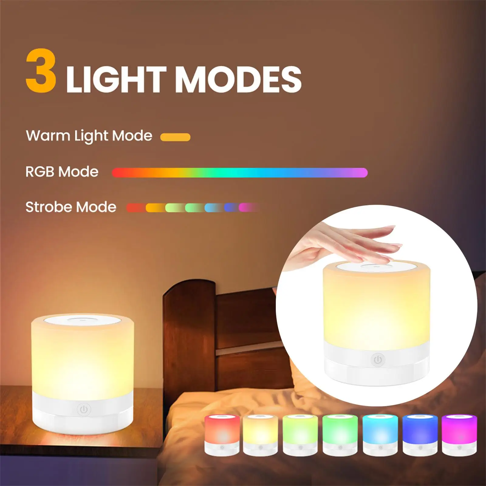 Modern LED Night Light Dimmable Color Changing USB Table Lamp Rechargeable Touch RGB for Kitchen Bedroom Home Decoration