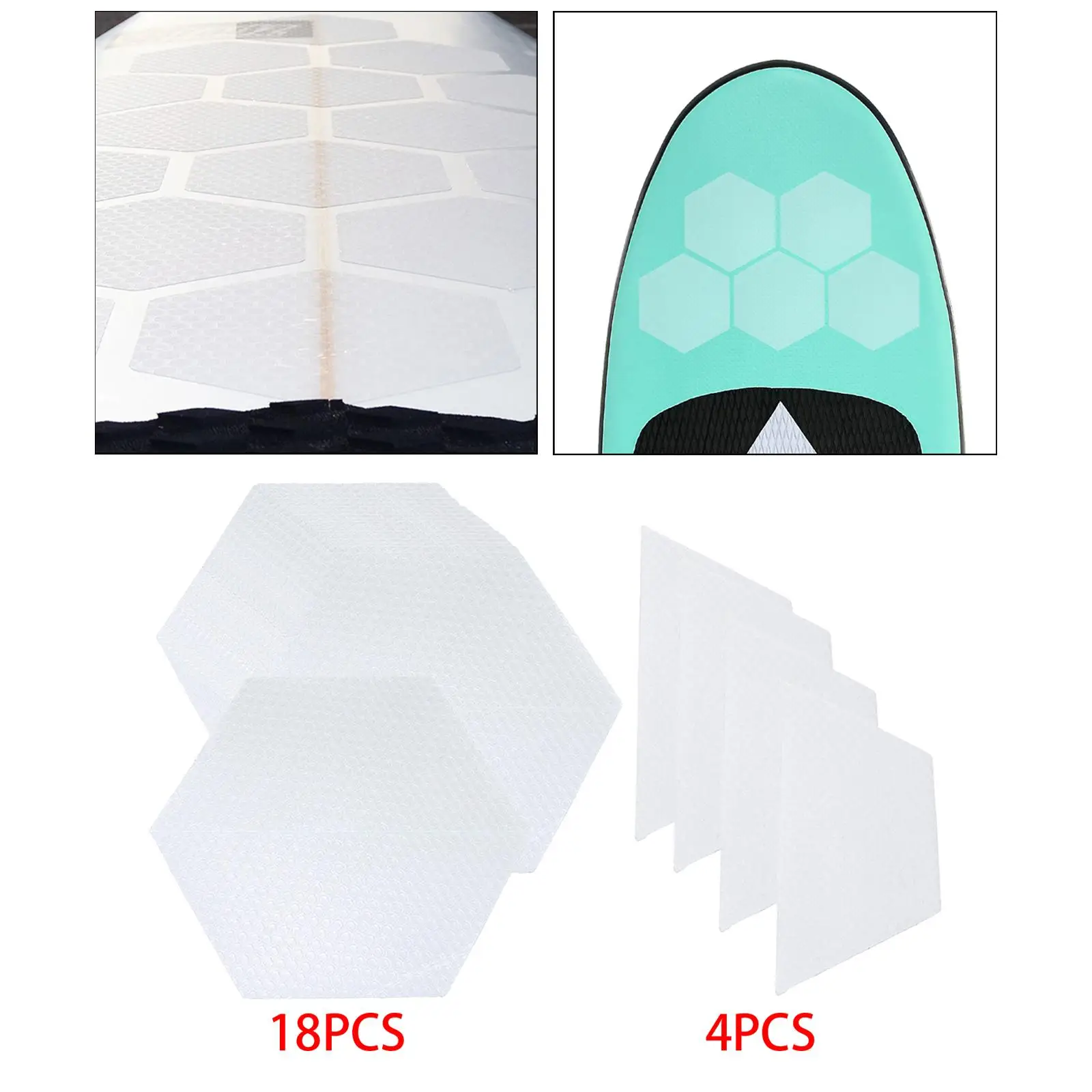 Surfboard Traction Pads  Tape Honeycomb Hole Waxless   Pads for  Board Water Surfing Accessories White