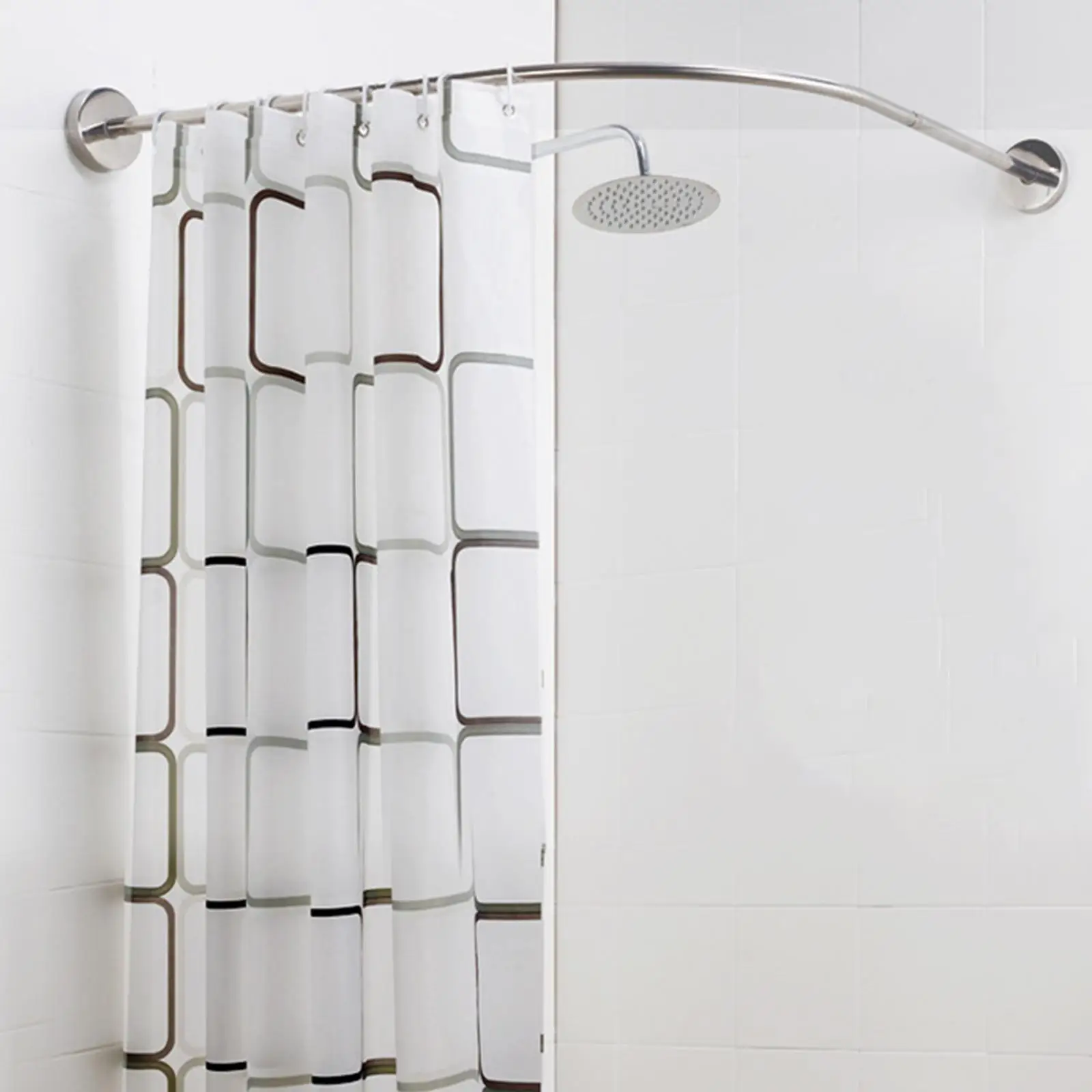 Expandable Curved Shower Rod Rustproof Adjustable Curved Shower Curtain Rod Stretchable Shower Curtain Rod for Bedroom Bathtub